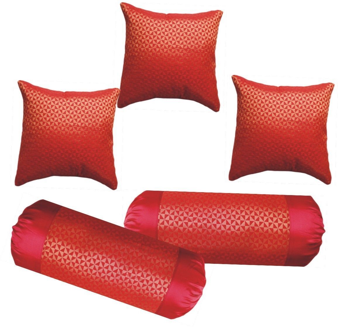 Microfibre Bolster Pack of 5 Solid With Cover,Combo Set Of 3 Premium Cushions & 2 Bolster-image-6