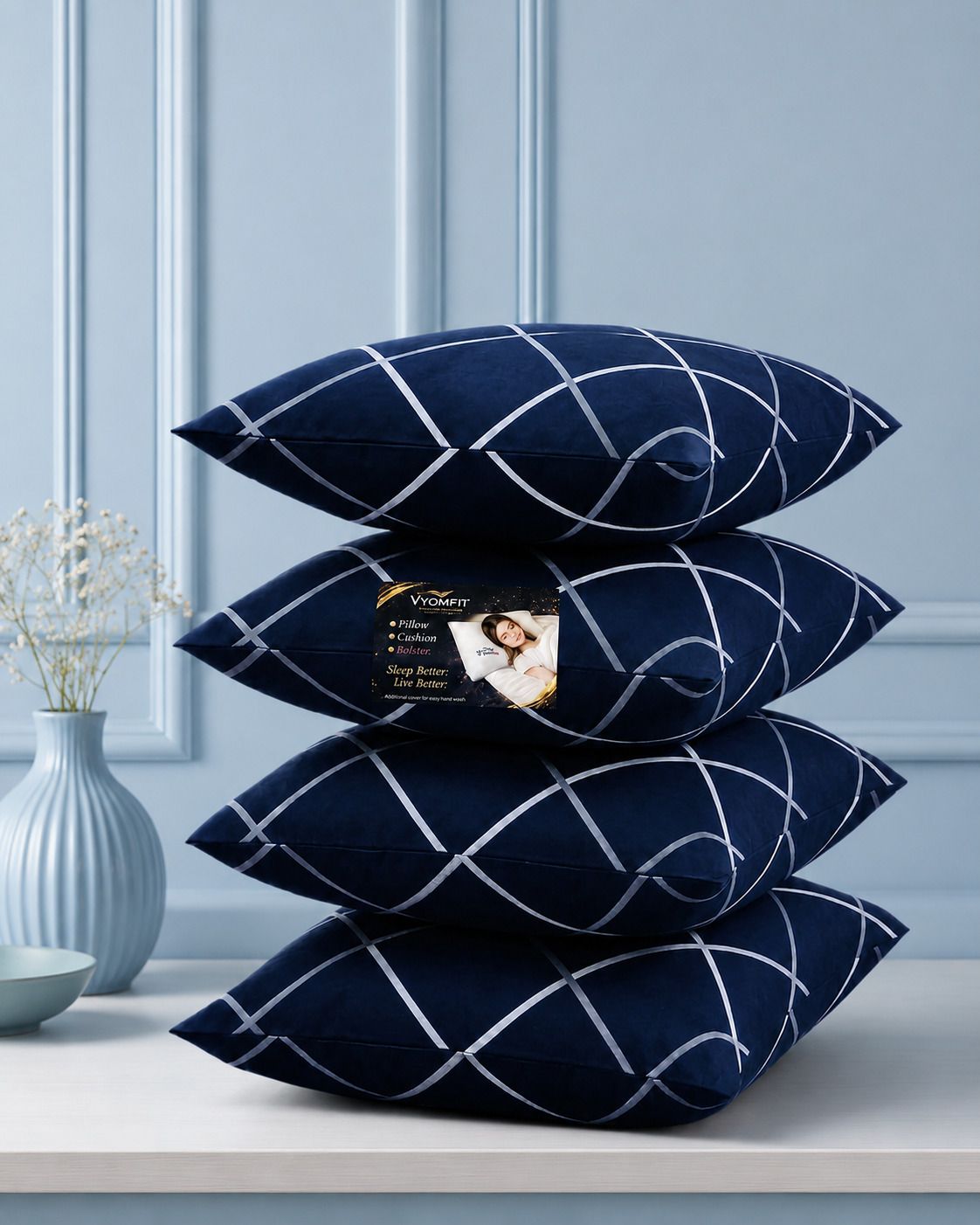 Microfibre Cushion Pack of 4 Printed Premium Cushion Set | (16x16 inch)-image-43