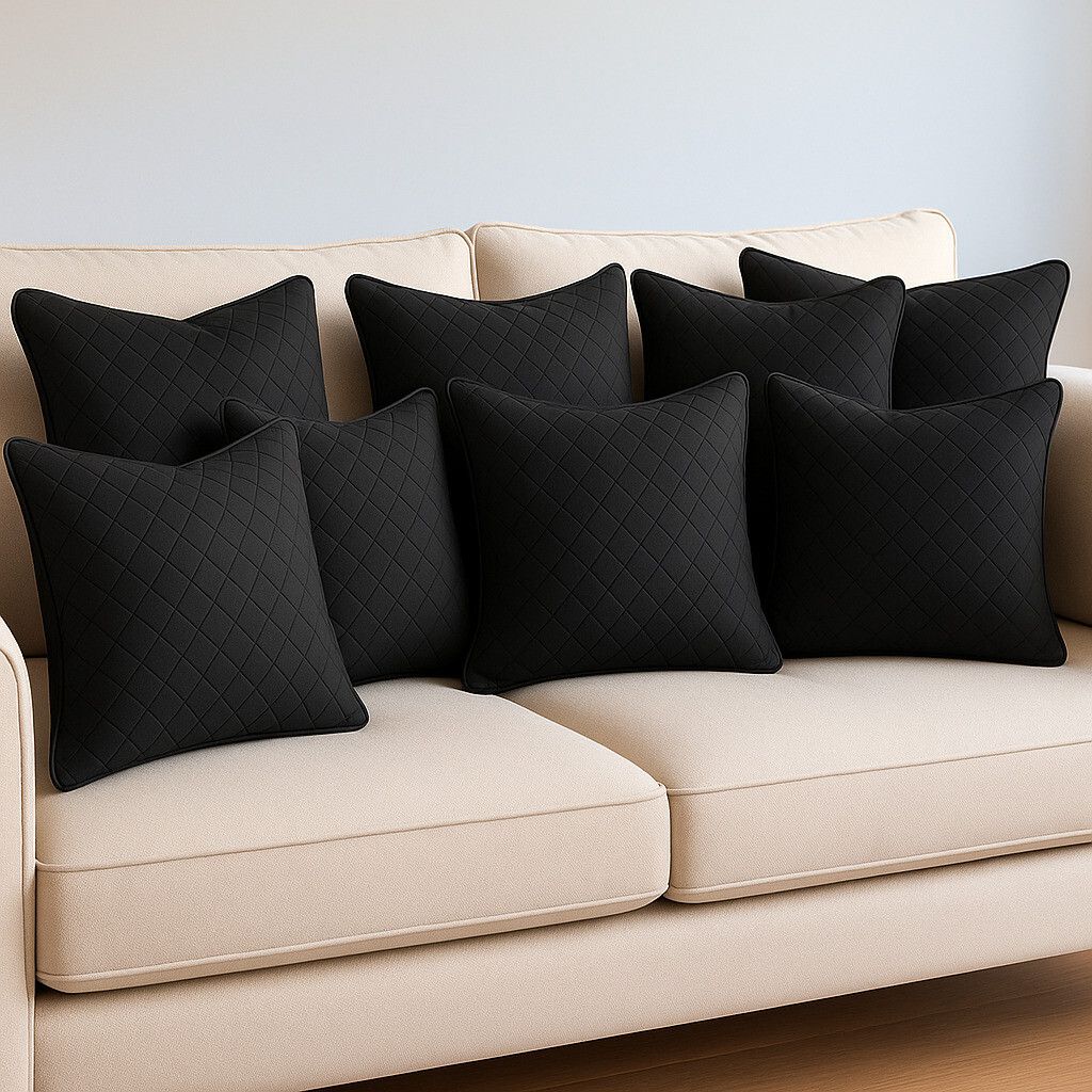 Microfibre Cushion Pack of 6 Solid Famexon Soft Velvet Emphasizes Comfort Sofa Pillow-image-3
