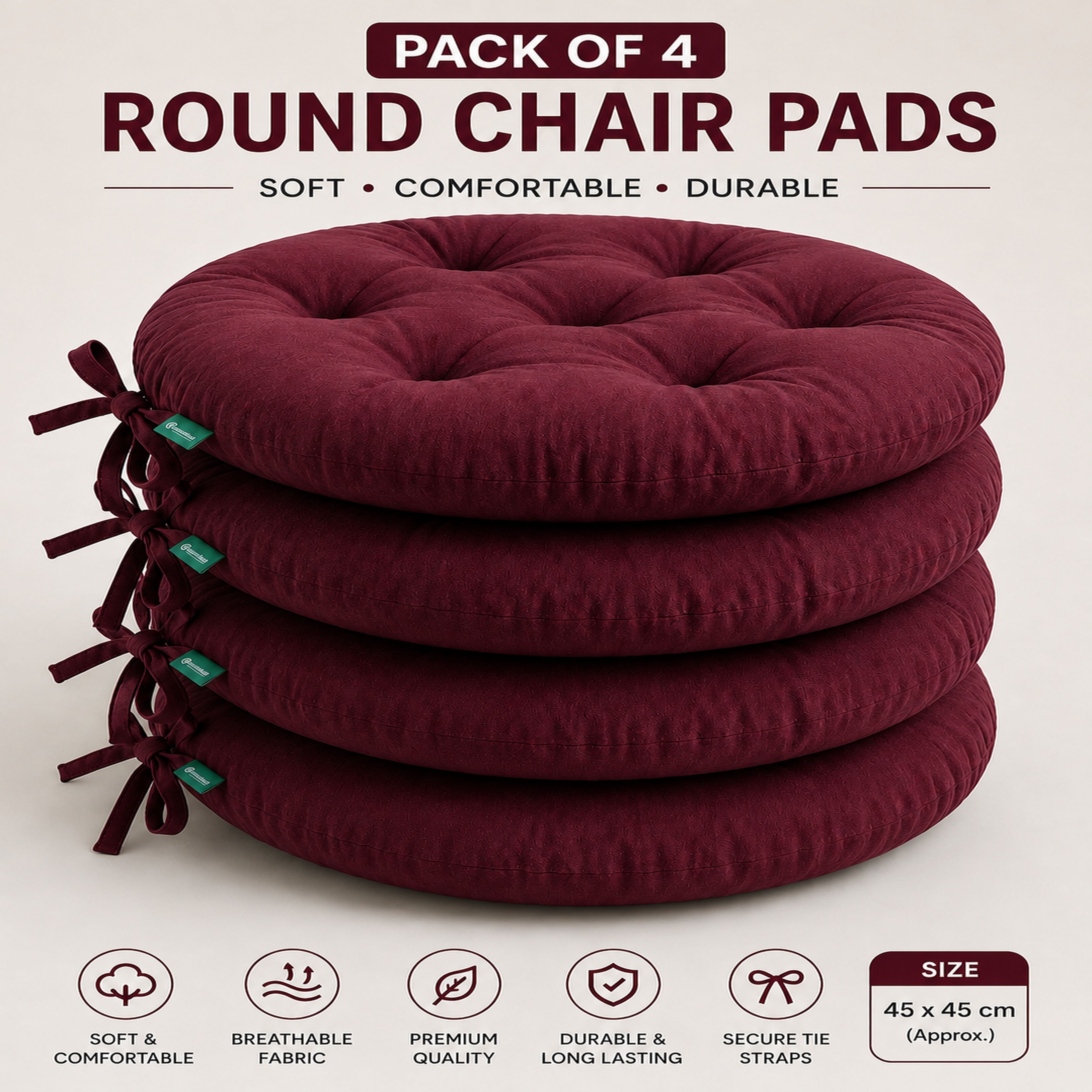 Microfibre Chair Pad Pack of 4 Solid-image-23