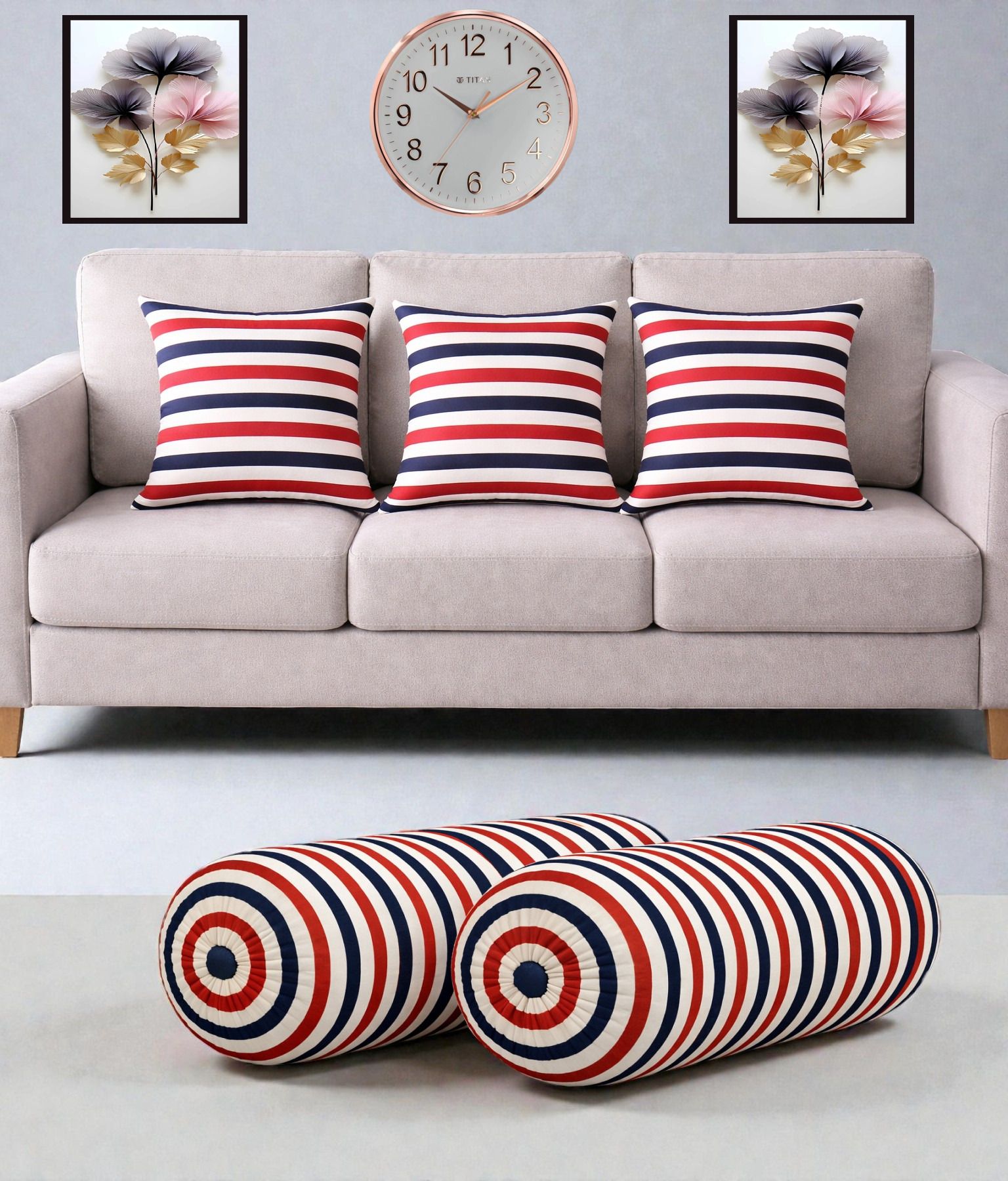 changers Microfibre Bolster Pack of 5 Floral Combo Set Of 3 Cushion And 2 Bolster-picture-4