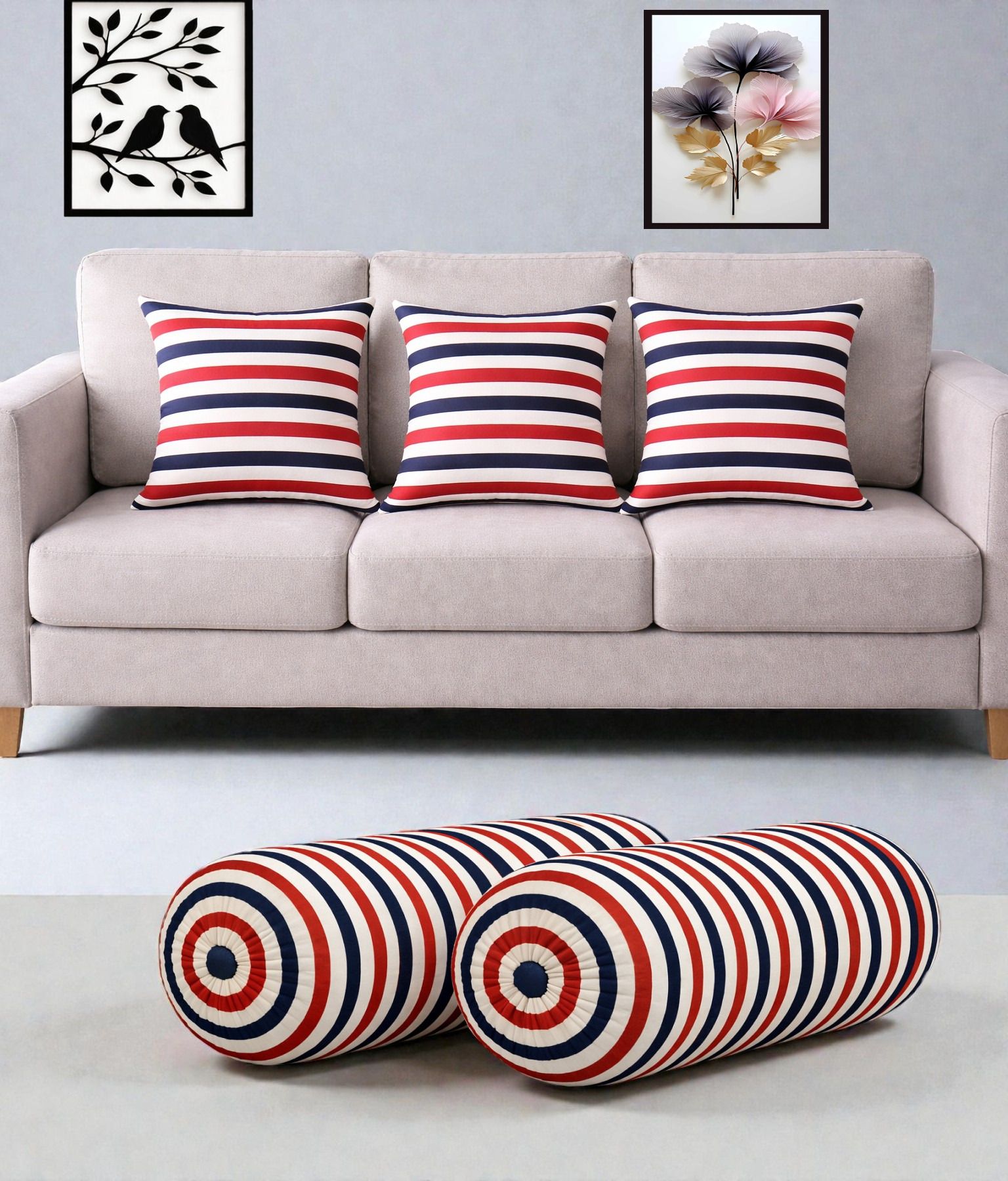 changers Microfibre Bolster Pack of 5 Geometric Combo Set Of 3 Cushion And 2 Bolster-picture-31