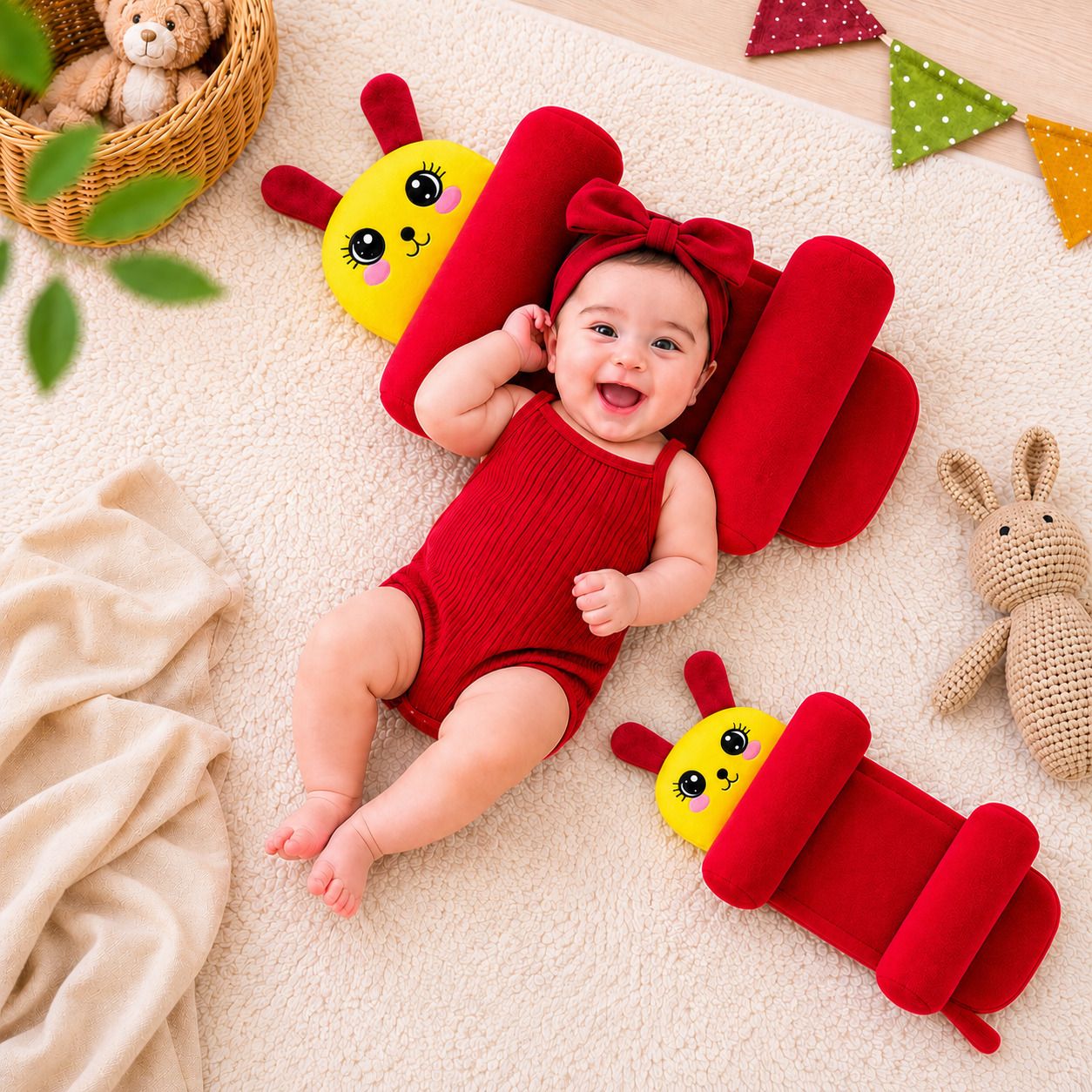 mom & son Polyester Fibre Baby Pillow Pack of 1 Solid-picture-25