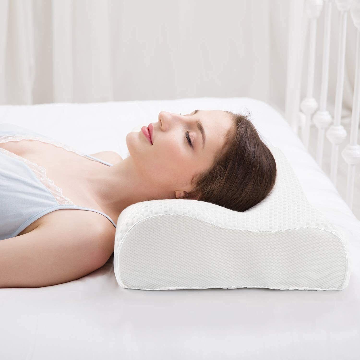 Cervical Contour Memory Foam Pillow, Stomached, Anti-Snoring, Side Sleepers Memory Foam Solid Sleeping Pillow Pack of 1-image-37