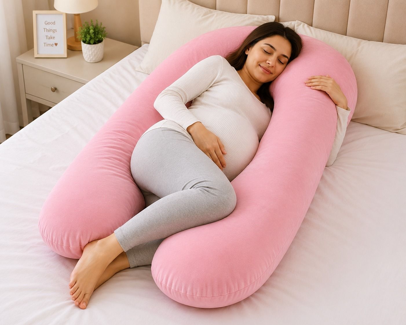 jaipurlinen Microfibre Pregnancy Pillow Pack of 1 Solid Mother Comfort Collection-picture-31