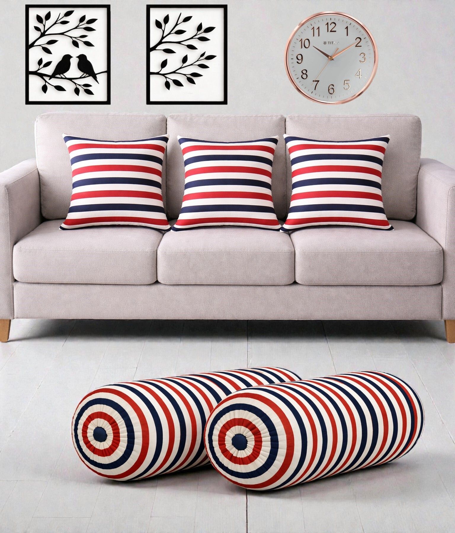 swikon star Microfibre Bolster Pack of 5 Floral Combo Set Of 3 Cushion And 2 Bolster-picture-3