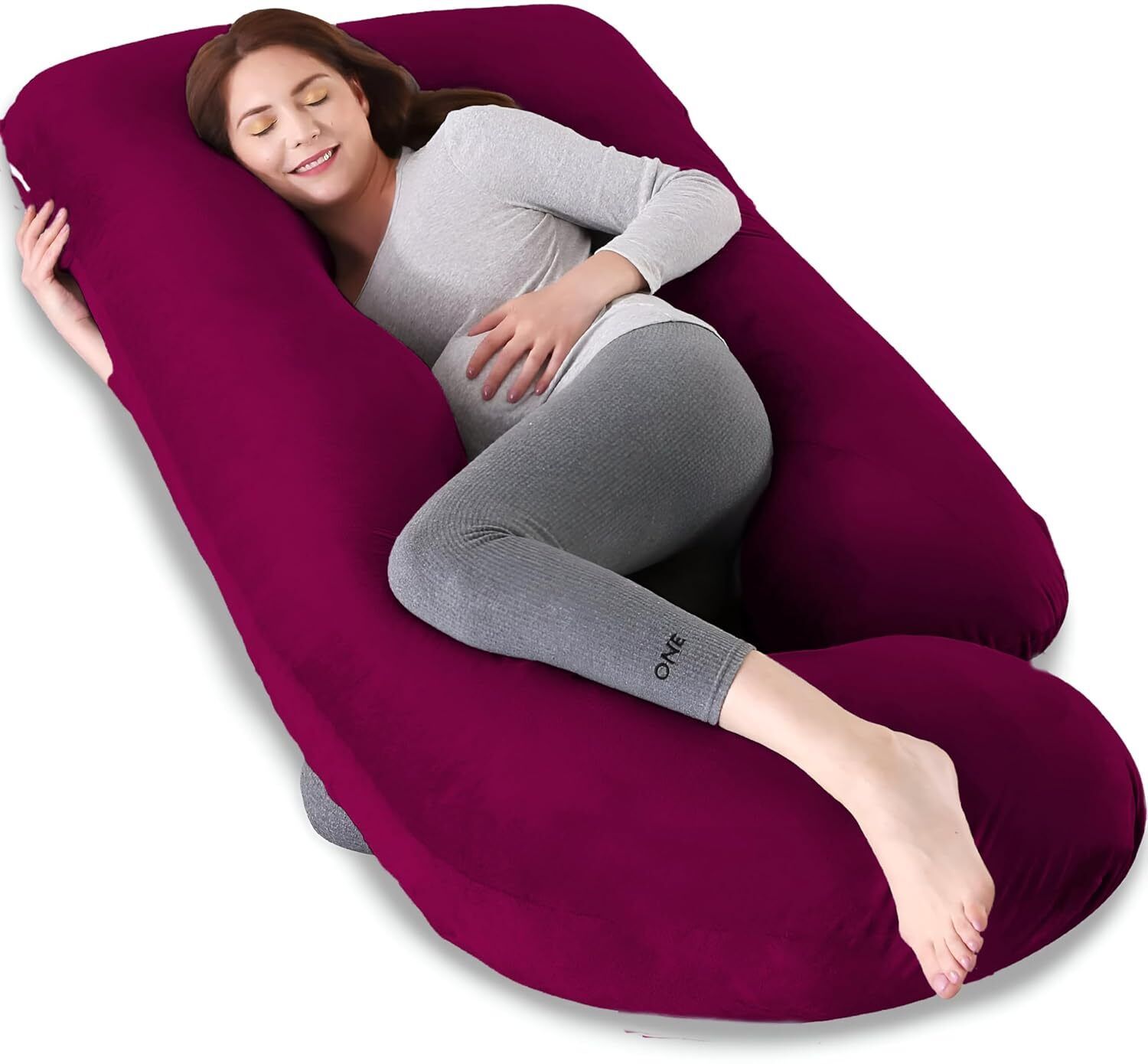 ultra soft j shaped Polyester Fibre Solid Pregnancy Pillow Pack of 1-image-31