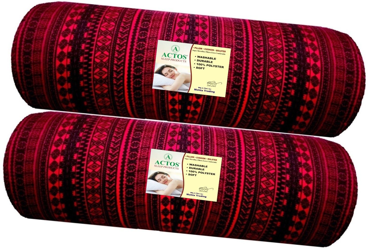 Round Microfibre Geometric Bolster Pack of 2