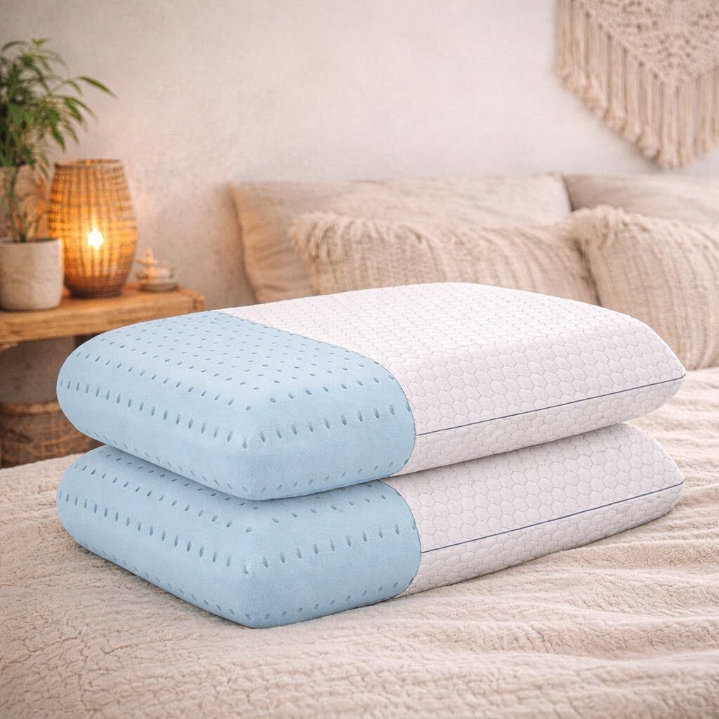 Memory Foam Sleeping Pillow Pack of 2 Geometric Luxury-image-28