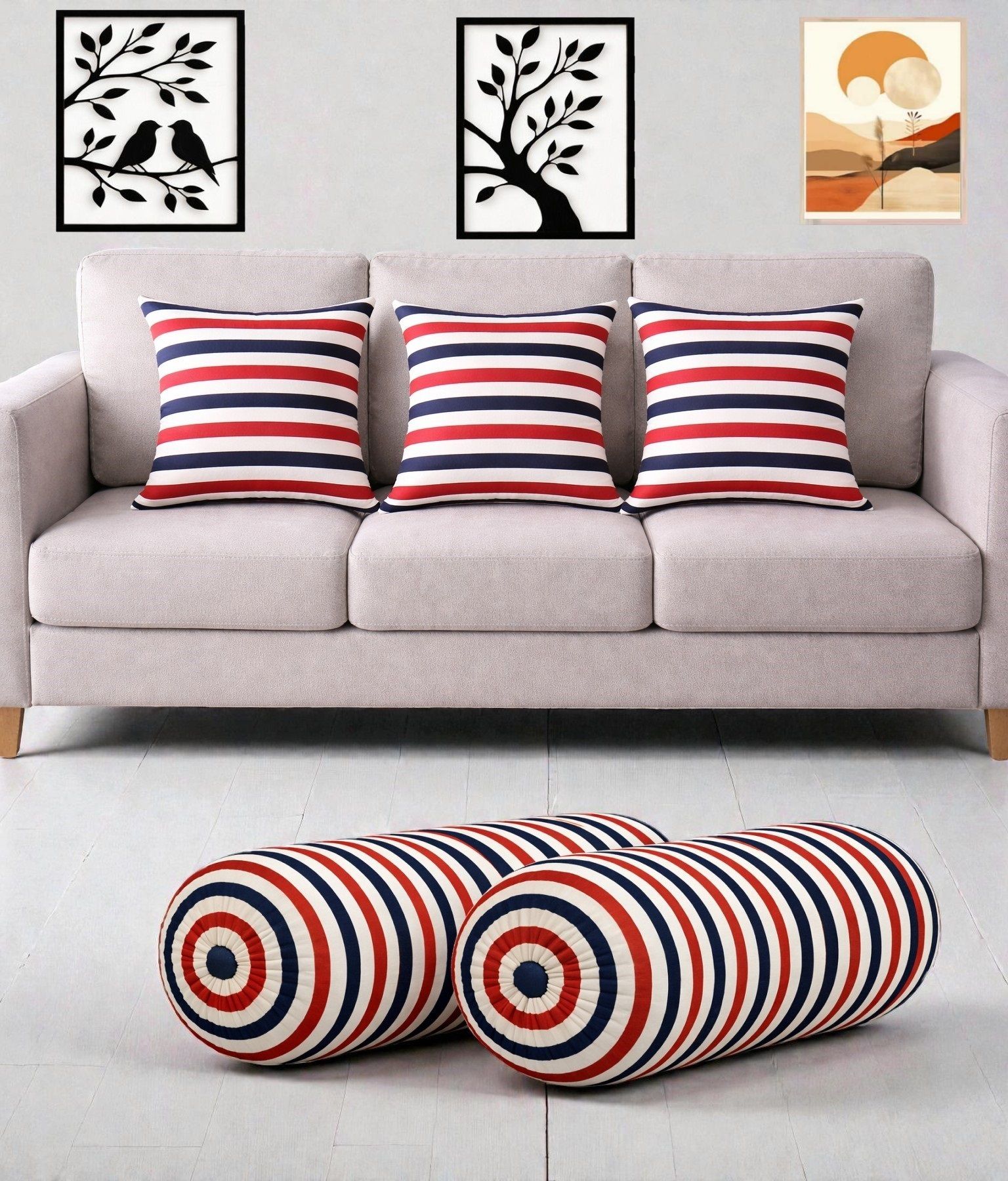 changers Microfibre Bolster Pack of 5 Geometric Combo Set Of 3 Cushion And 2 Bolster-picture-39