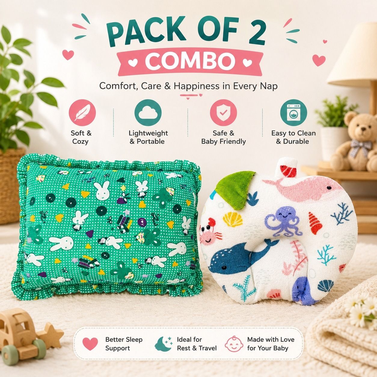 mother desire Cotton Baby Pillow Pack of 2 Printed-picture-33