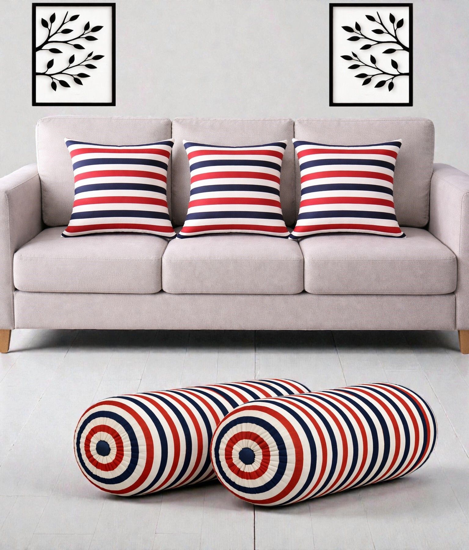 actos Microfibre Bolster Pack of 5 Geometric Combo Set Of 3 Cushion And 2 Bolster-picture-36