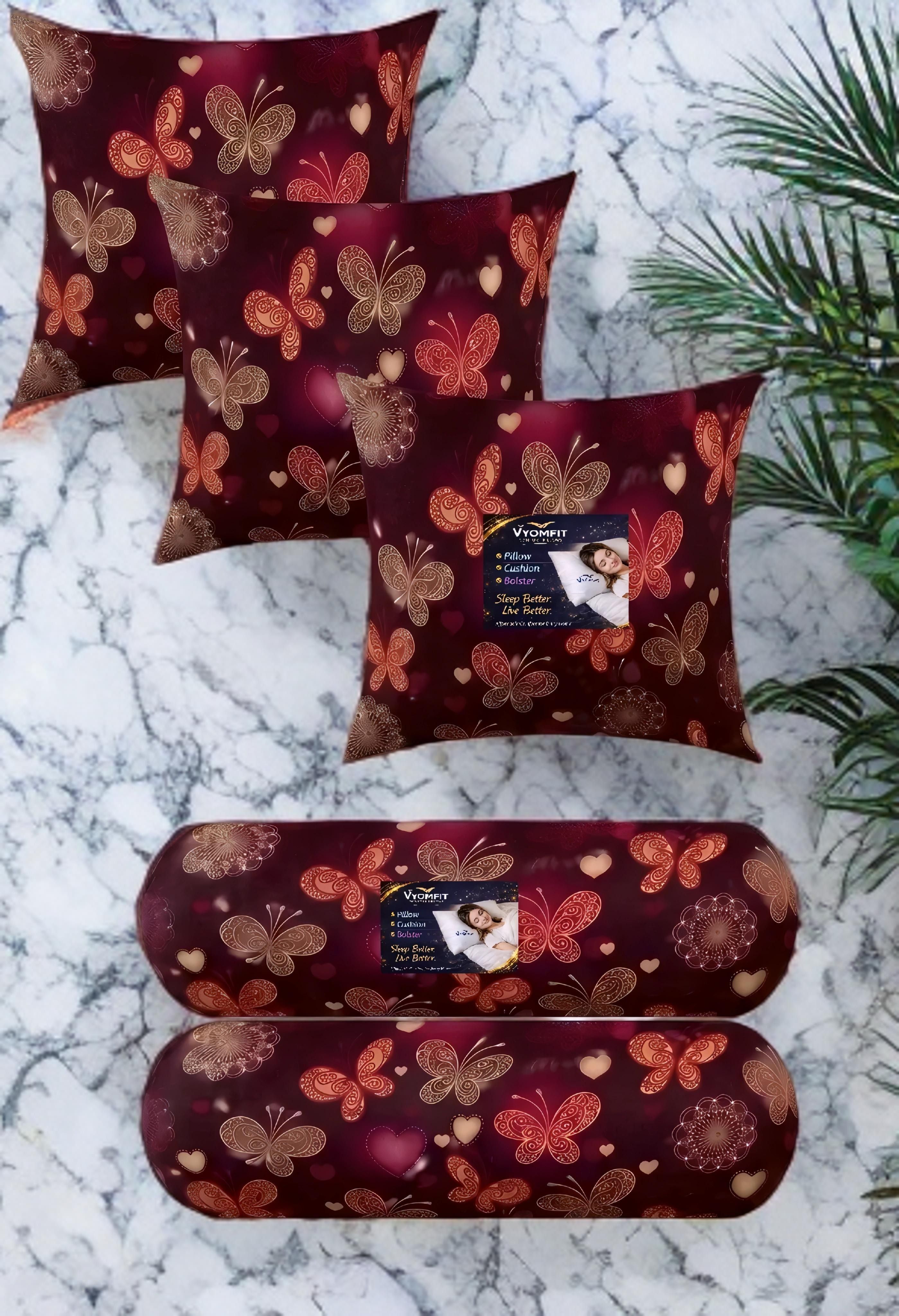 Microfibre Bolster Pack of 5 Geometric 3 Cushion and 2 Bolster-image-2