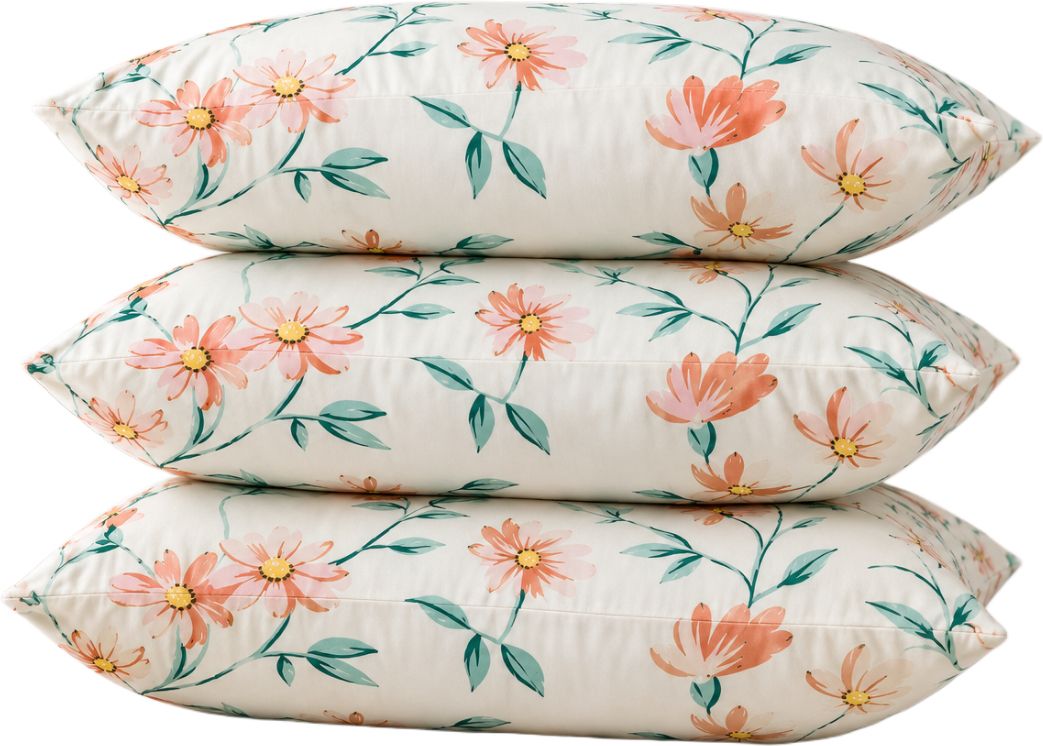 Polyester Fibre Sleeping Pillow Pack of 3 Floral Luxury-image-5