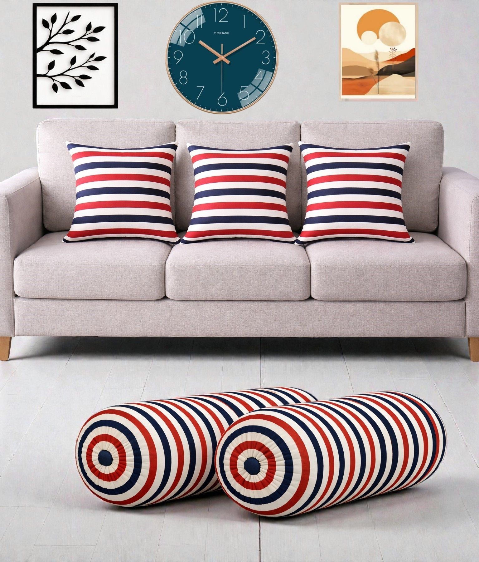 changers Microfibre Bolster Pack of 5 Floral Combo Set Of 3 Cushion And 2 Bolster-picture-45