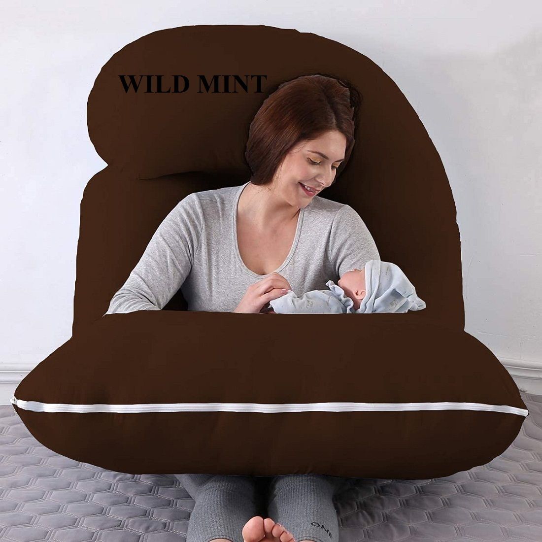 Ultra Soft J Shape Microfibre Solid Pregnancy Pillow Pack of 1-image-34