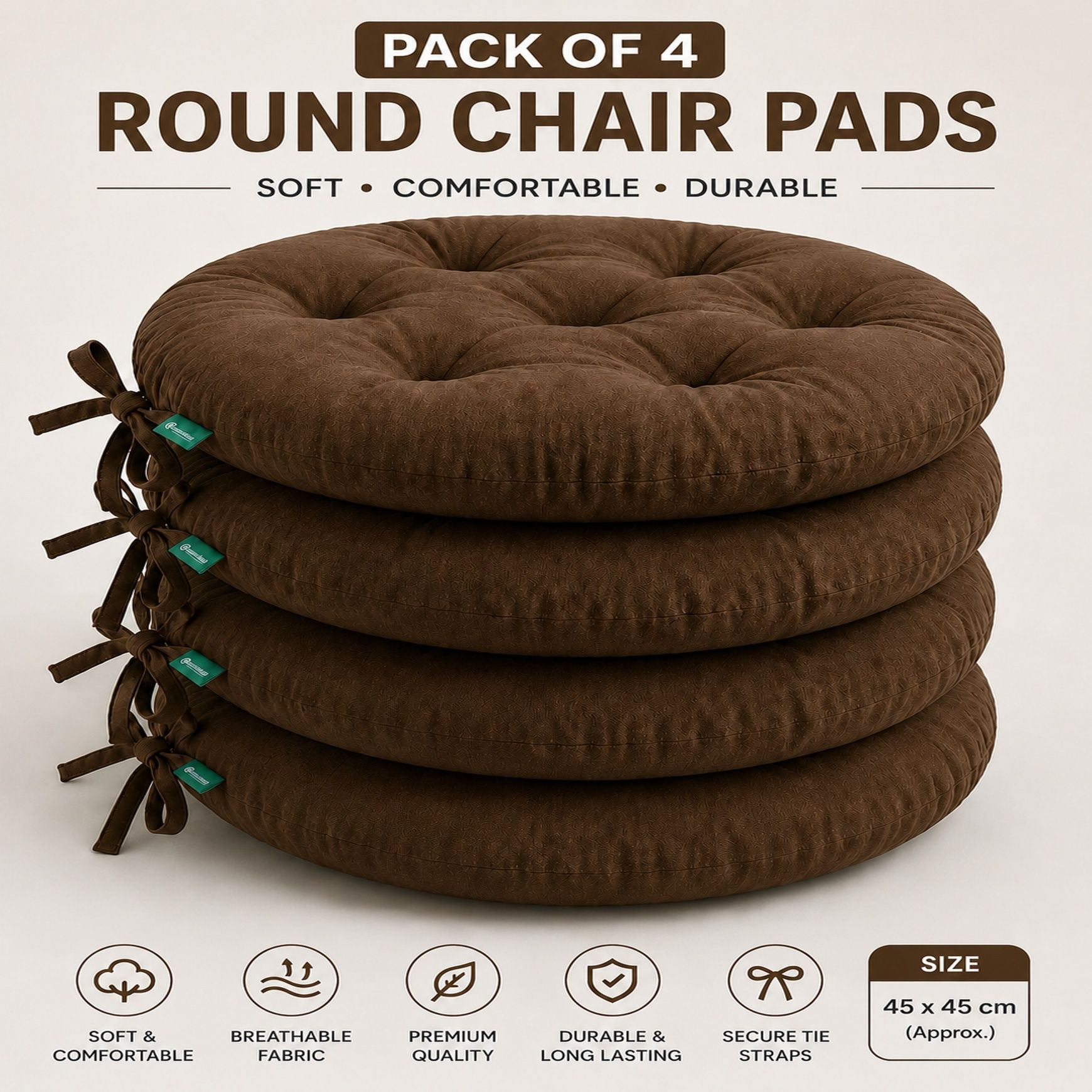 bhebha Microfibre Chair Pad Pack of 4 Solid-picture-45
