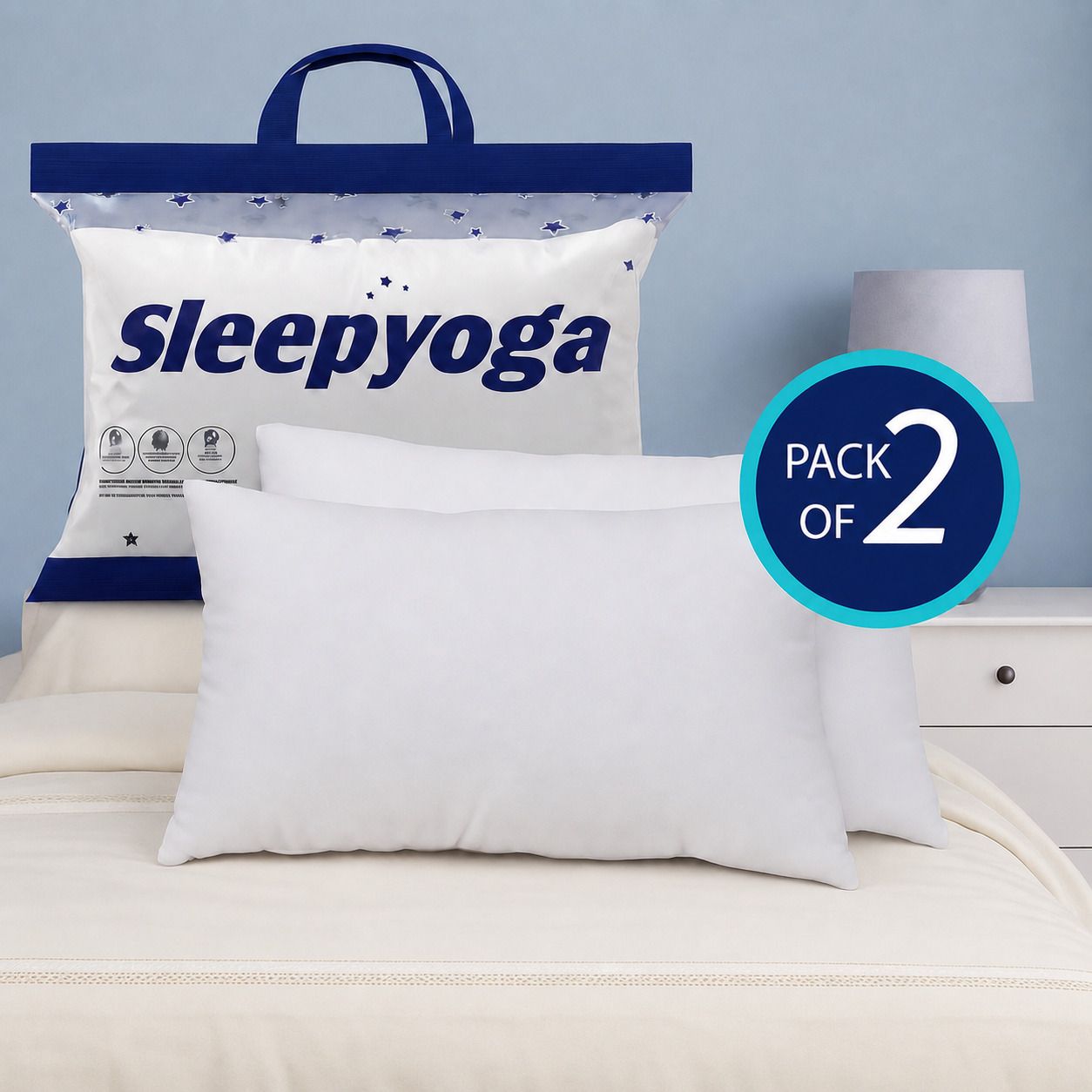 Hollow Fibre, Microfibre Sleeping Pillow Pack of 2 Solid Sleep Yoga CloudSoft Series-picture-38