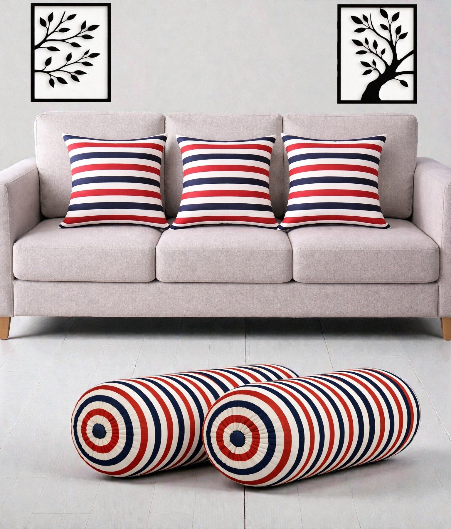 changers Microfibre Bolster Pack of 5 Floral Combo Set Of 3 Cushion And 2 Bolster-picture-38