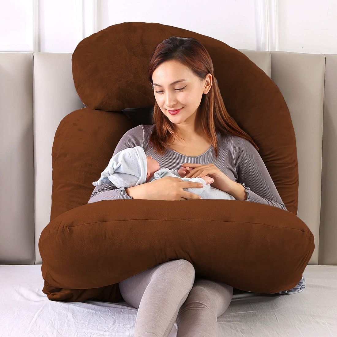 wild mint J SHAPE Microfibre Solid Pregnancy Pillow Pack of 1-picture-10