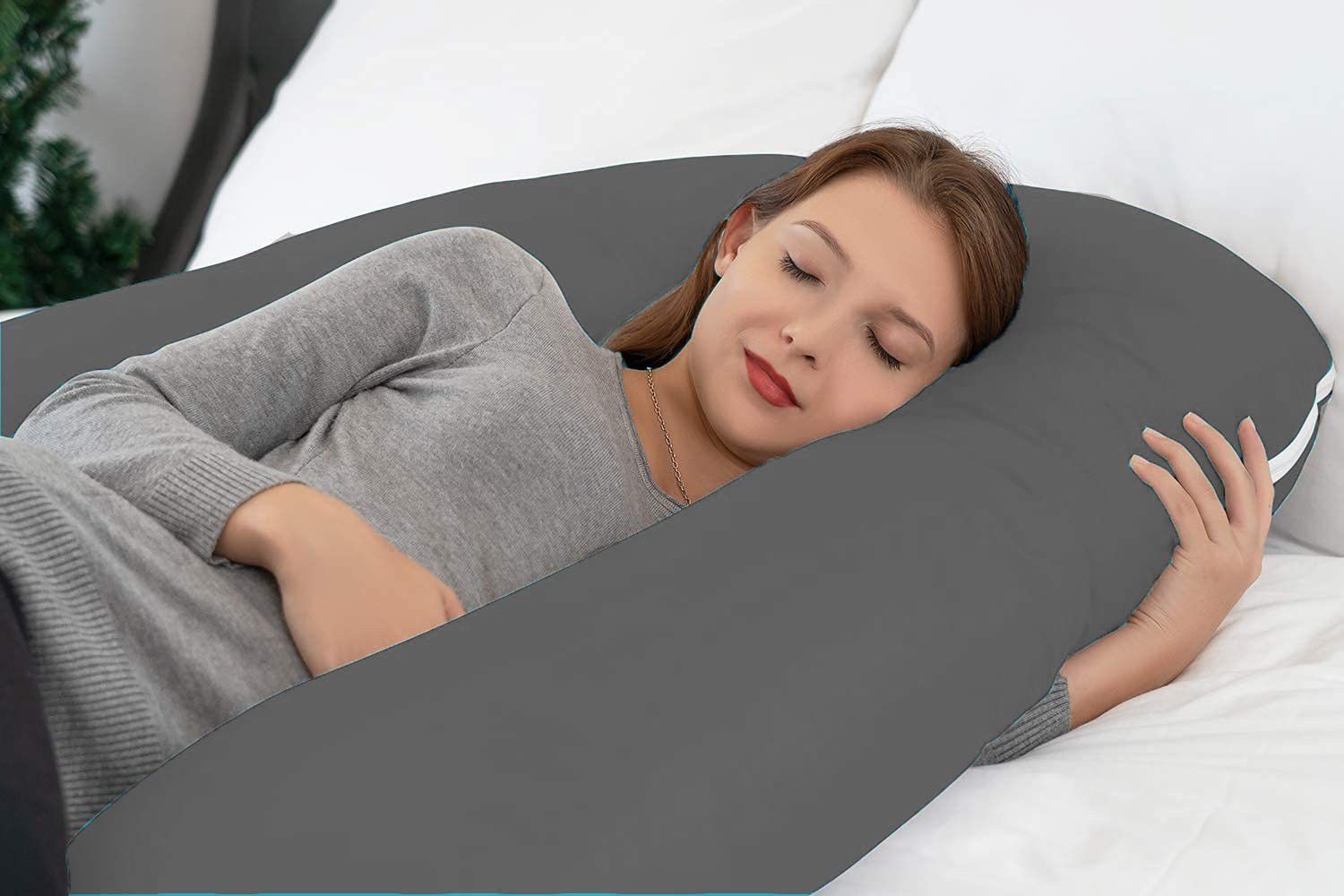 wild mint Polyester Fibre Solid Pregnancy Pillow Pack of 1-picture-22