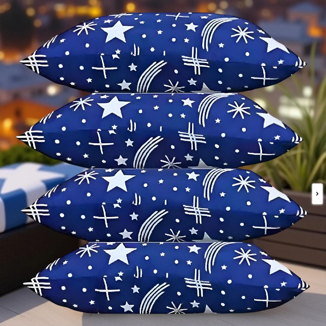 Polyester Fibre Sleeping Pillow Pack of 4 Printed, Solid-image-11