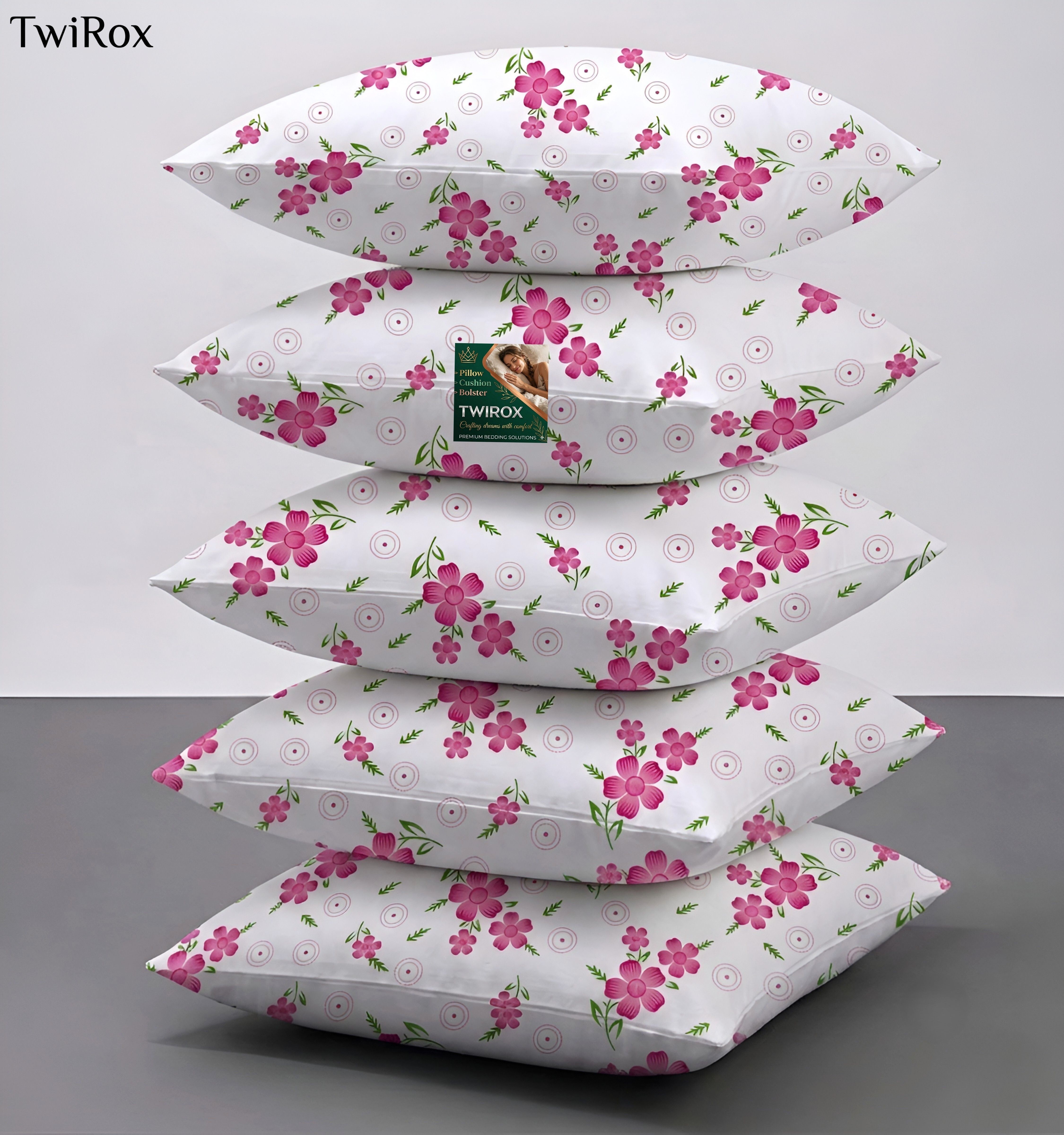 Microfibre Cushion Pack of 5 Floral Premium Cushion Set | (16x16 inch)-image-10