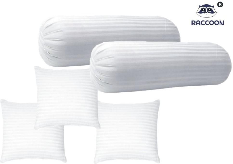 Combo Set Of 3 Premium Cushions & 2 Microfibre Stripes Bolster Pack of 5-image-11