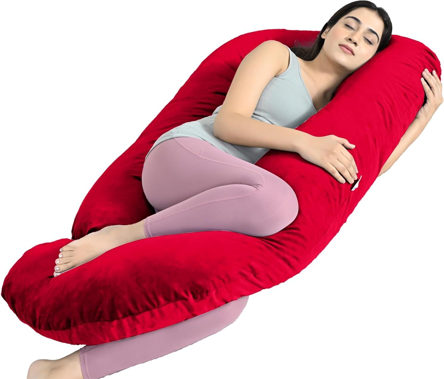ultra soft j shaped Polyester Fibre Solid Pregnancy Pillow Pack of 1-image-44