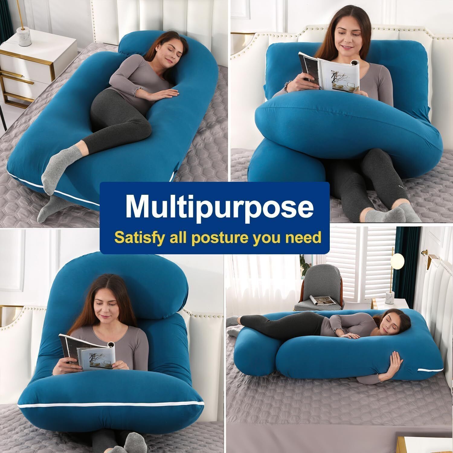 Comfort Cotton J Shape pregnancy pillows for sleeping for pregnant women Polyester Fibre Solid Pregnancy Pillow Pack of 1-image-8