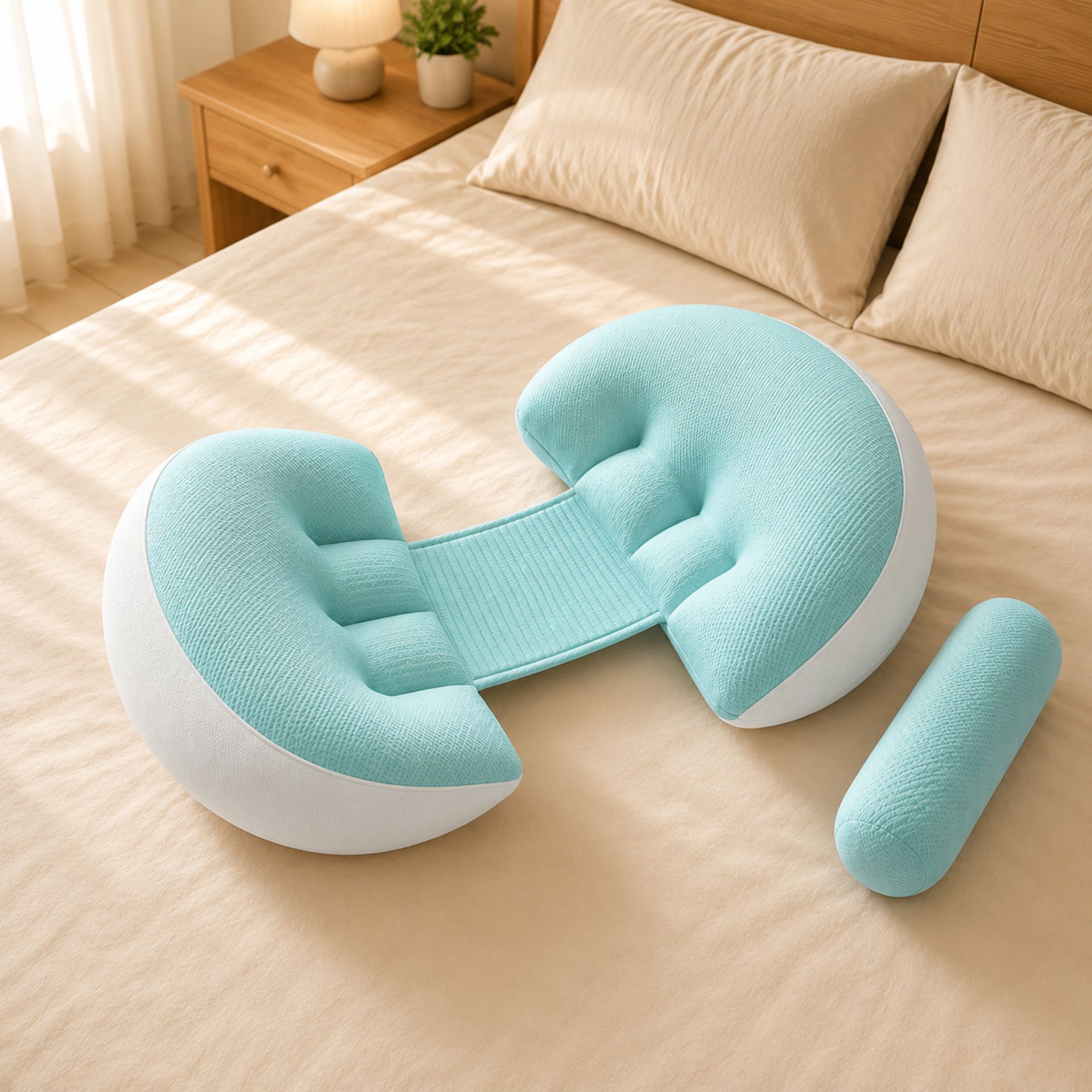 Polyester Fibre Pregnancy Pillow Pack of 1 Solid-image-49