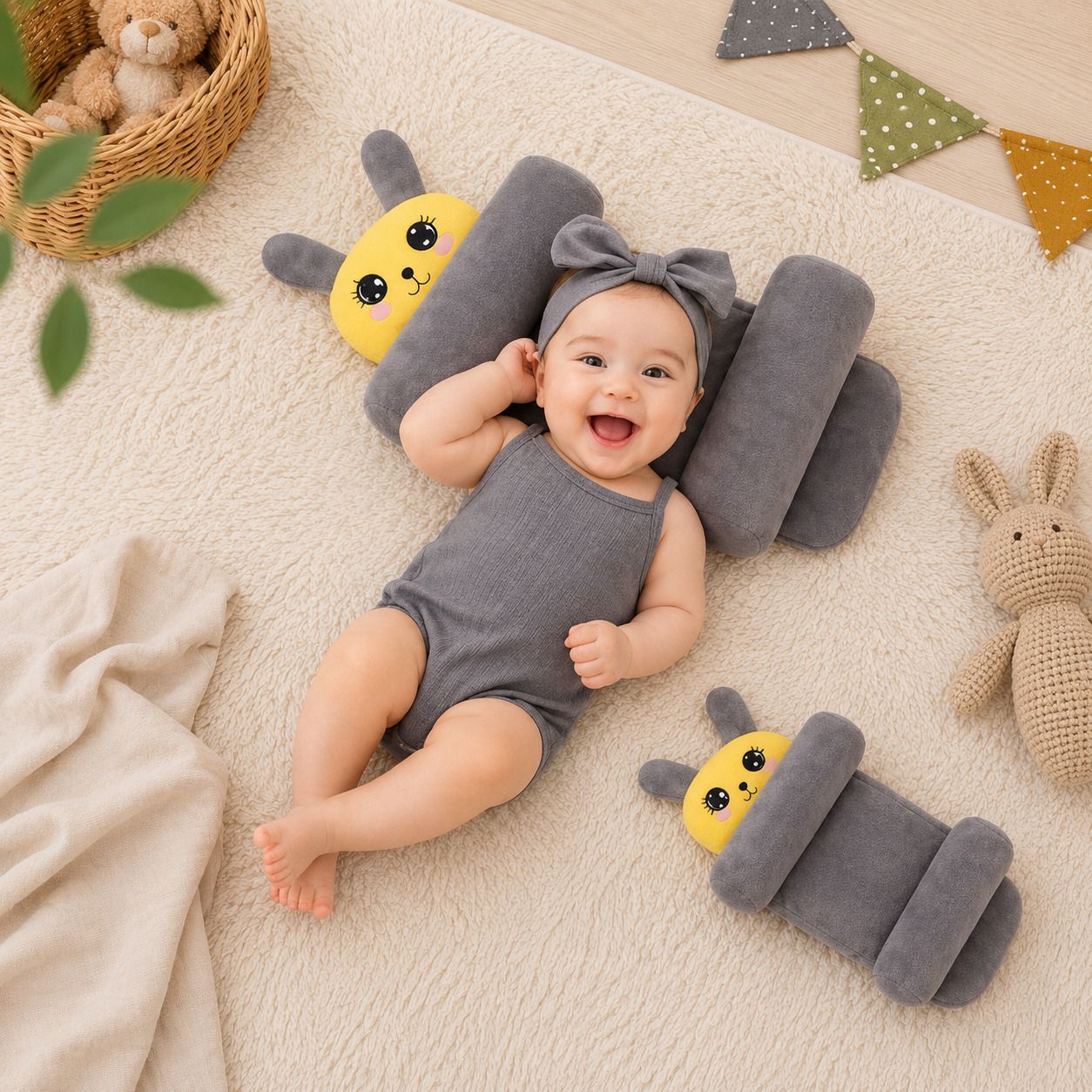 mom & son Polyester Fibre Baby Pillow Pack of 1 Solid-picture-23