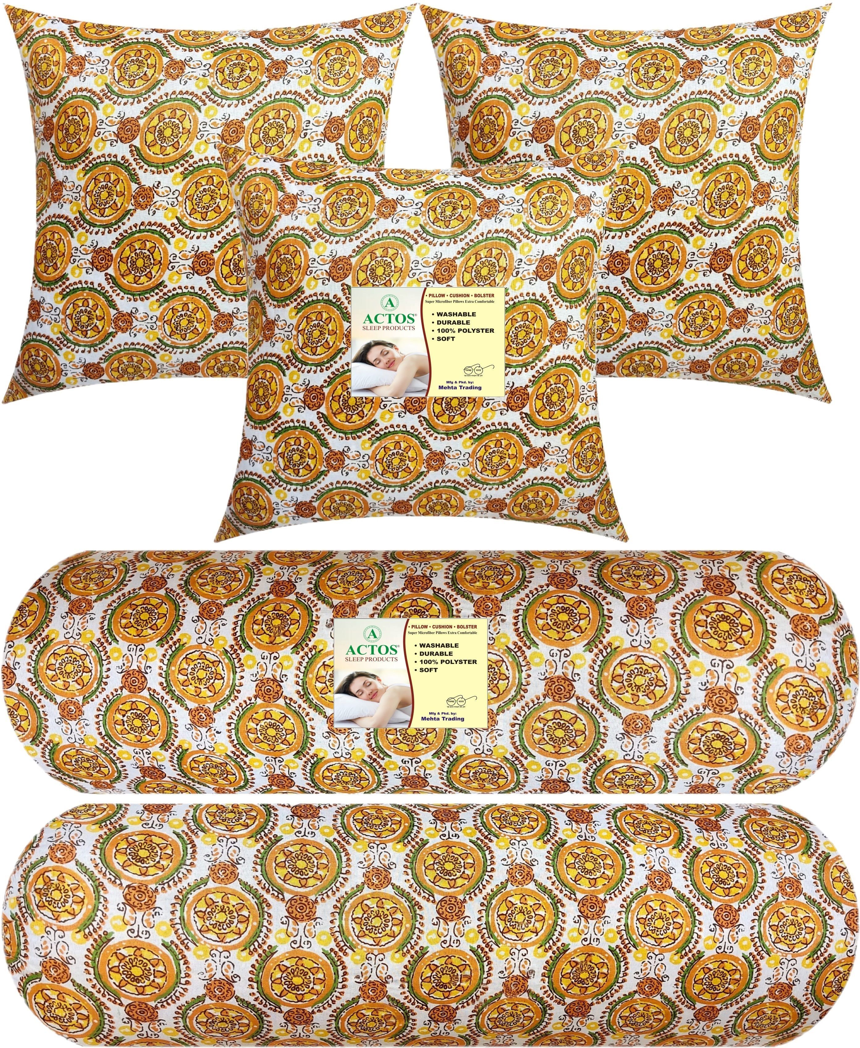 Cotton Bolster Pack of 5 Floral Round-image-3