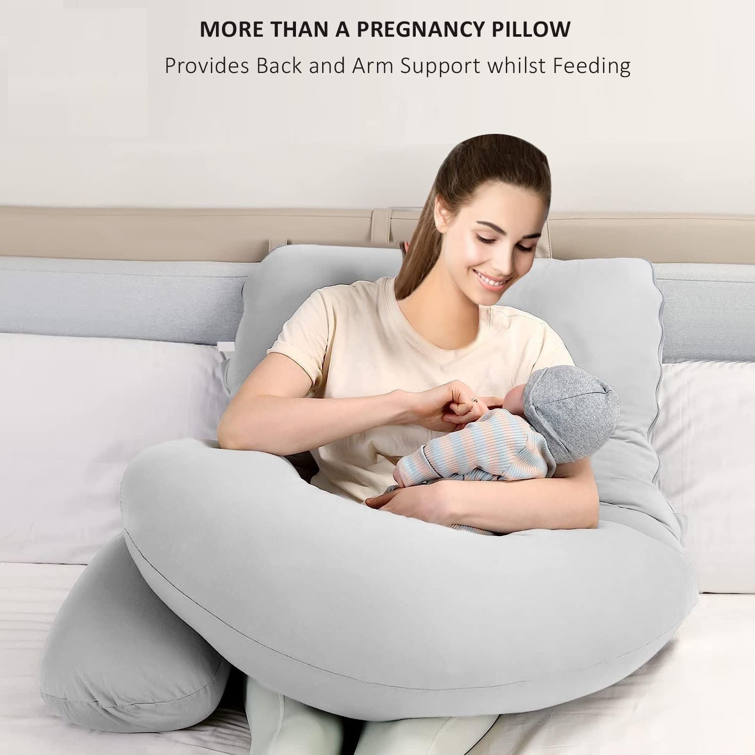 Ultra Soft J Shape Microfibre Solid Pregnancy Pillow Pack of 1-image-38