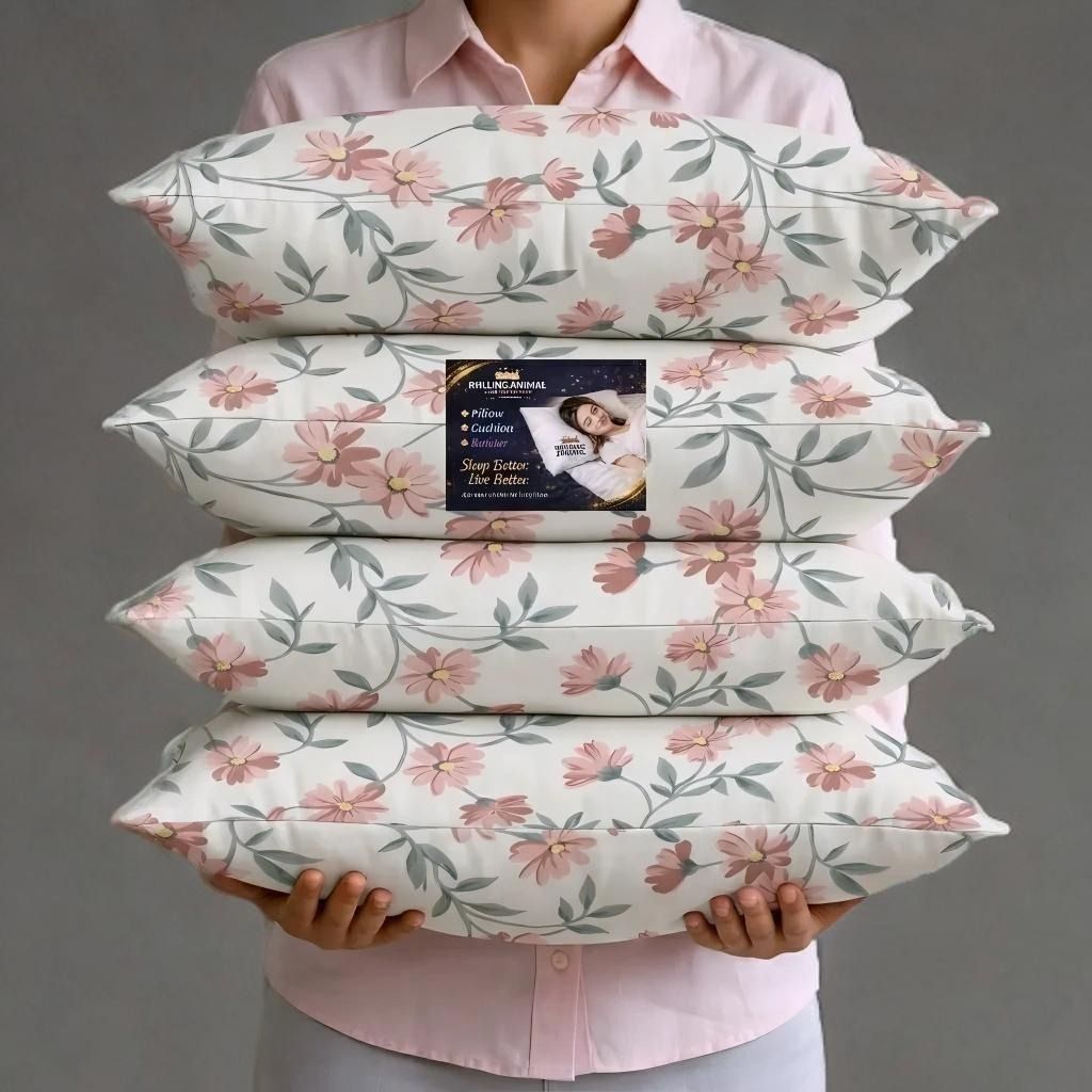 rolling animal Cotton Sleeping Pillow Pack of 4 Floral Premium Pillow Set-picture-21