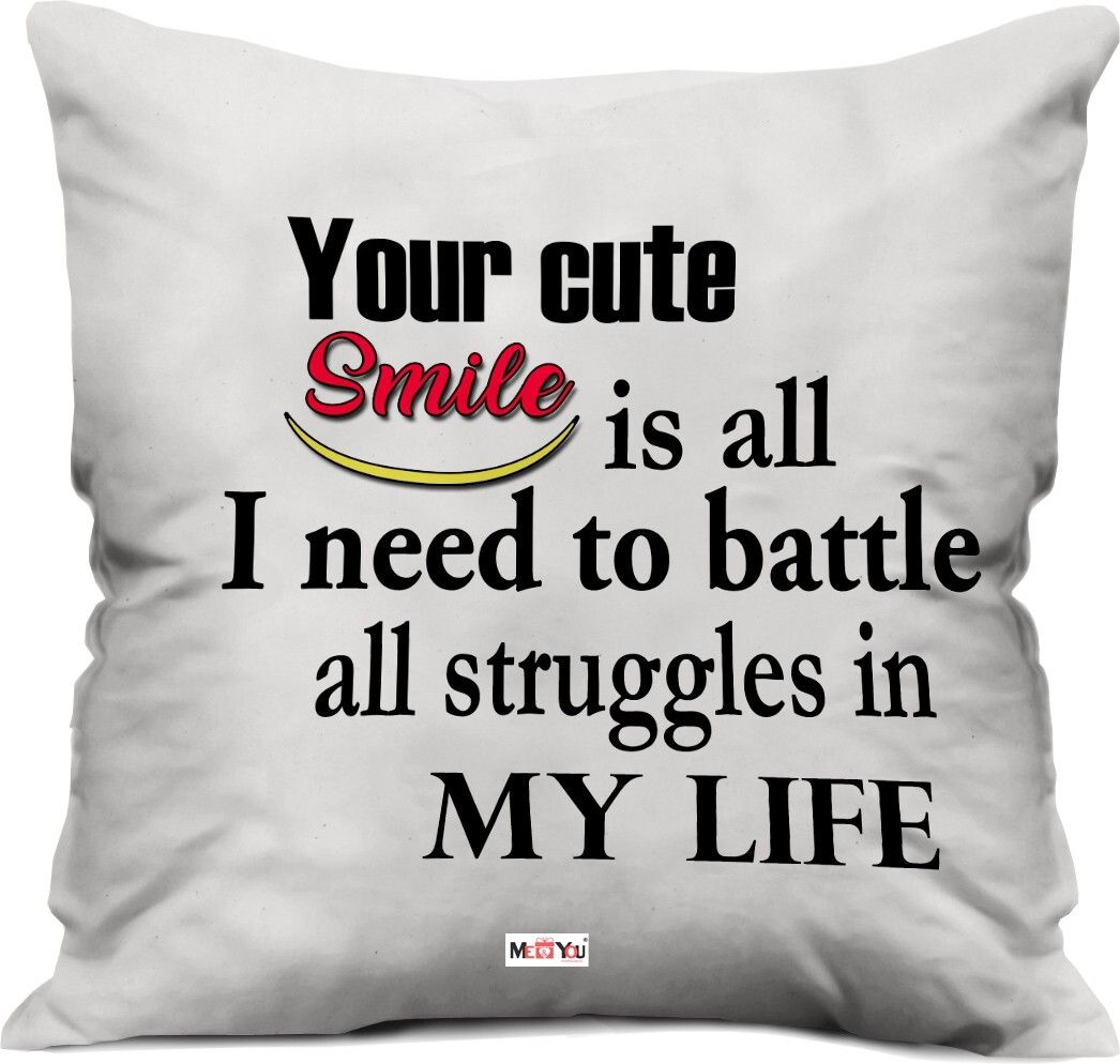 me&you For Gift & Romantic party Decor Items Microfibre Quotes Cushion Pack of 1-picture-49