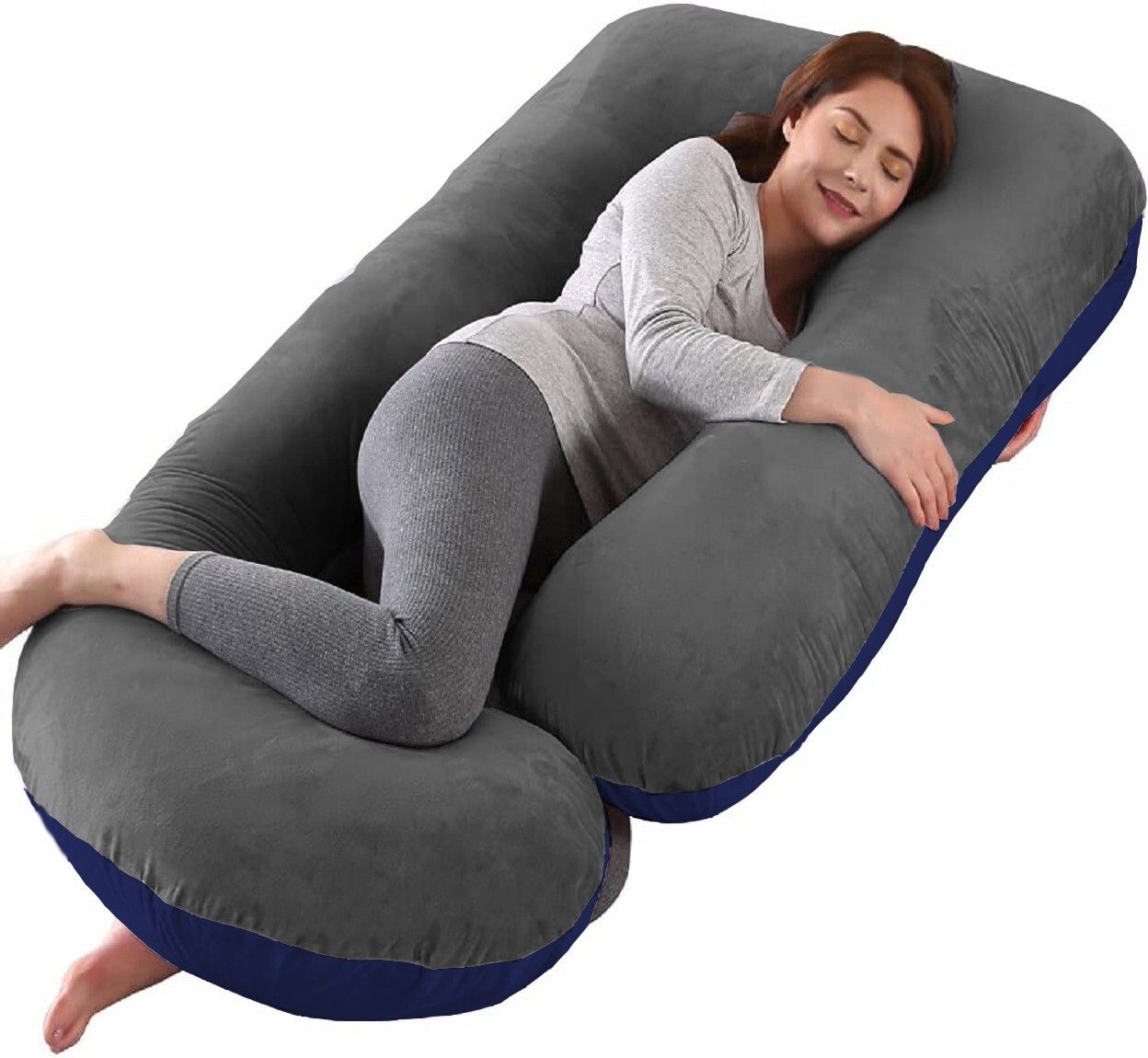 Premium J Shape Microfibre Solid Pregnancy Pillow Pack of 1-image-32