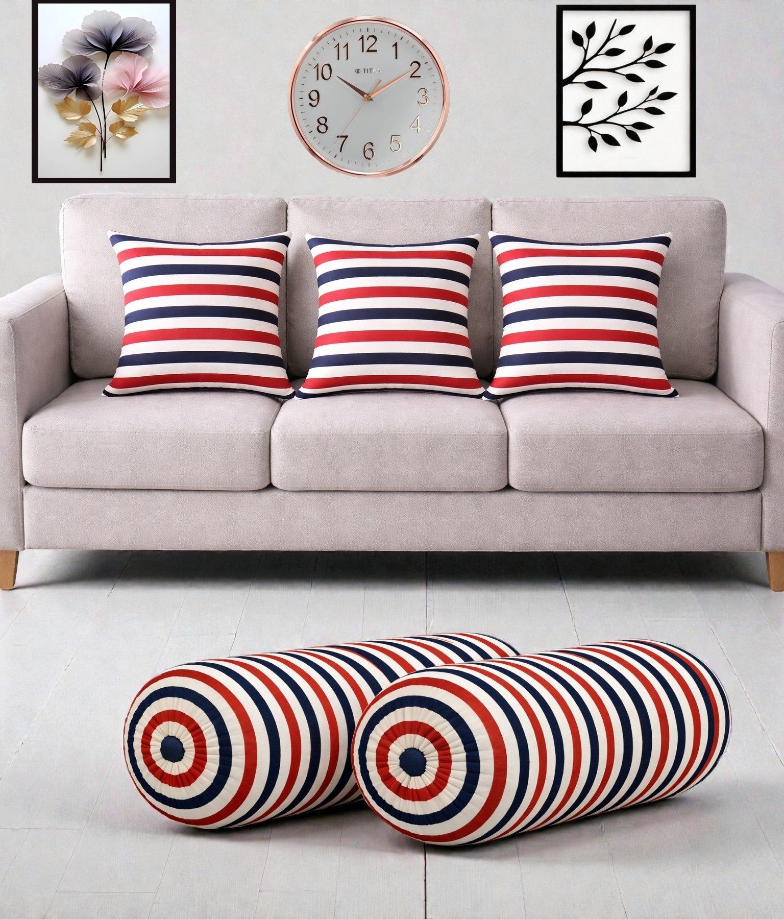 changers Microfibre Bolster Pack of 5 Geometric Combo Set Of 3 Cushion And 2 Bolster-picture-24