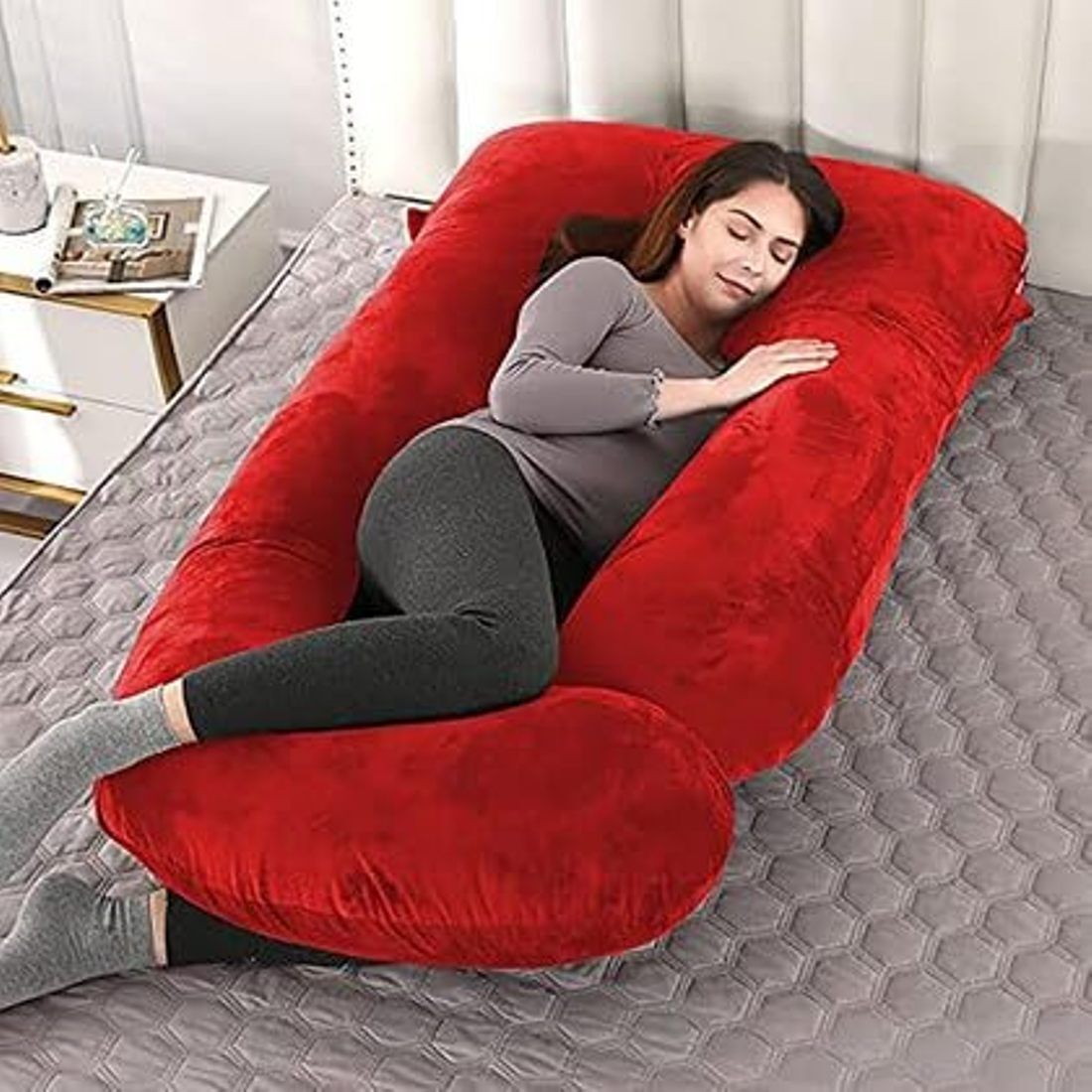 Microfibre Pregnancy Pillow Pack of 1 Solid-image-49