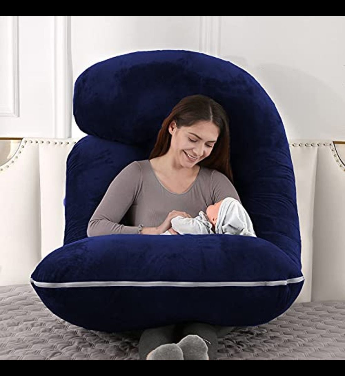 J SHAPE Microfibre Solid Pregnancy Pillow Pack of 1