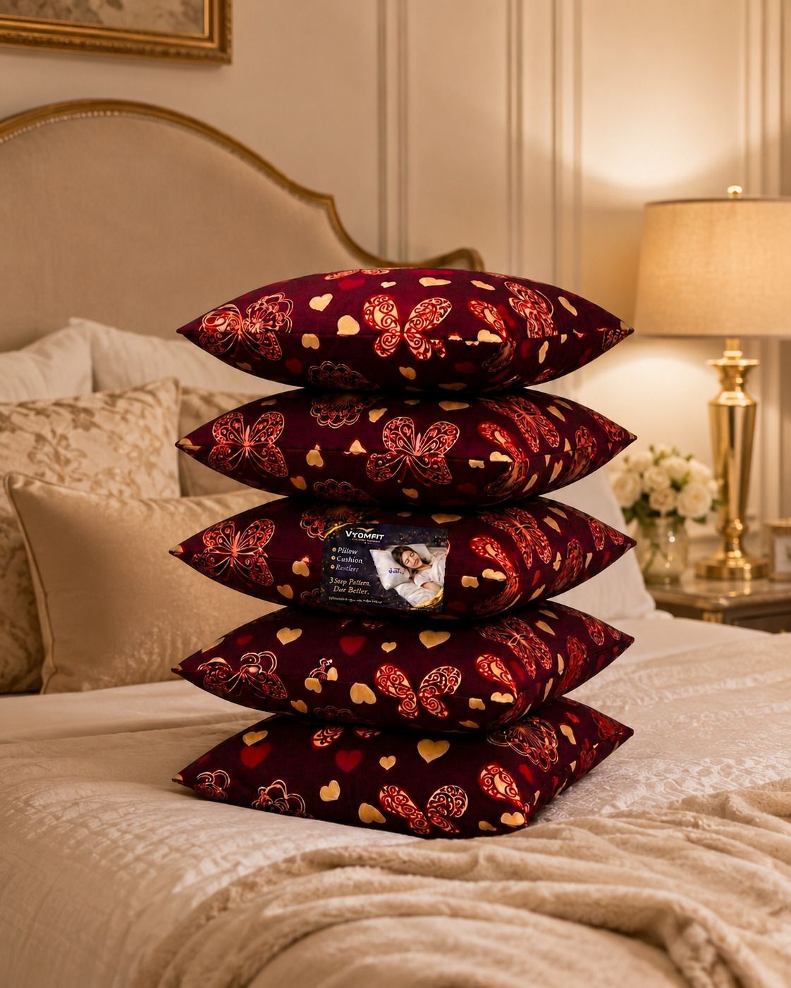 vyomfit Microfibre Cushion Pack of 5 Printed Premium Cushion Set | (16x16 inch)-picture-11