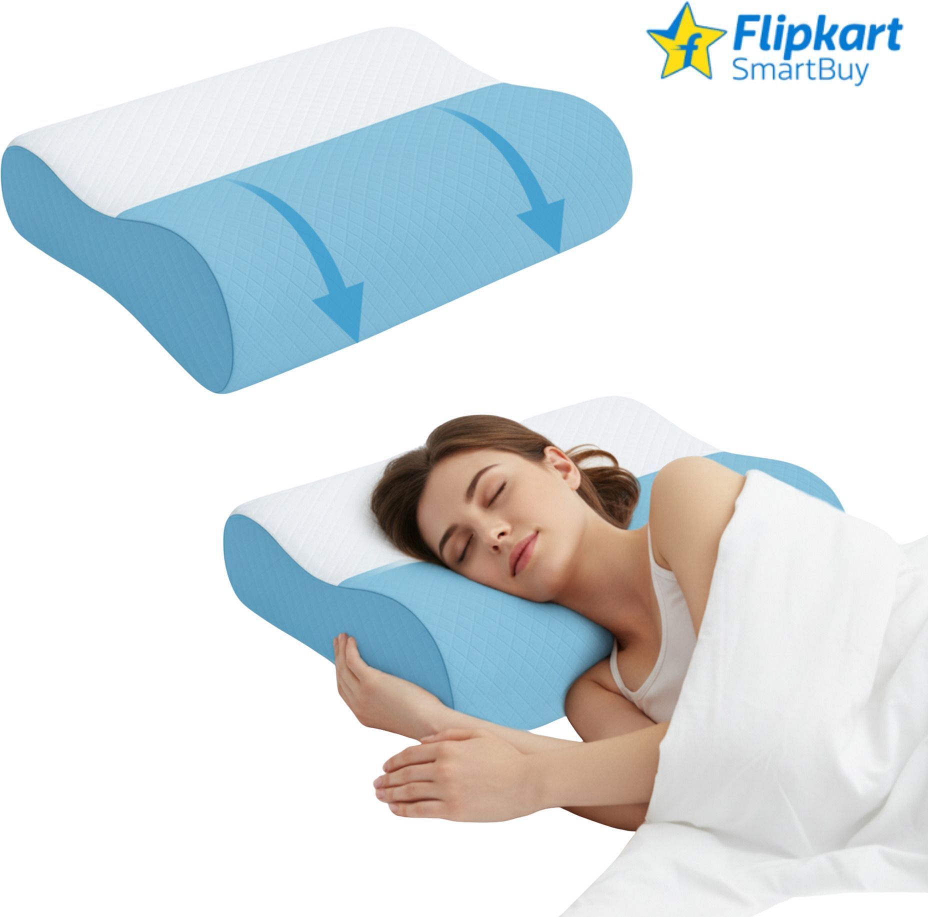 flipkart smartbuy Memory Foam Orthopaedic Pillow Pack of 1 Solid ComfortContour, OrthoRest Premium, OrthoWave, NeckEase Support, SpineAlign-picture-15