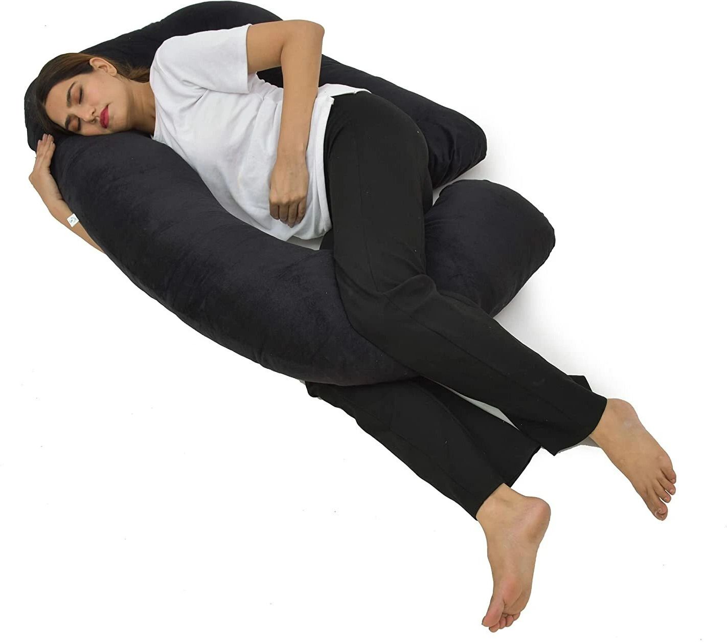ultra soft j shaped pillow Microfibre, Polyester Fibre Solid Pregnancy Pillow Pack of 1-image-44