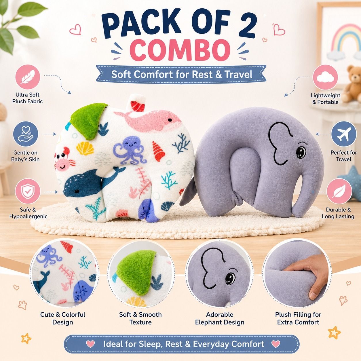 mother desire Cotton Baby Pillow Pack of 2 Printed-picture-35