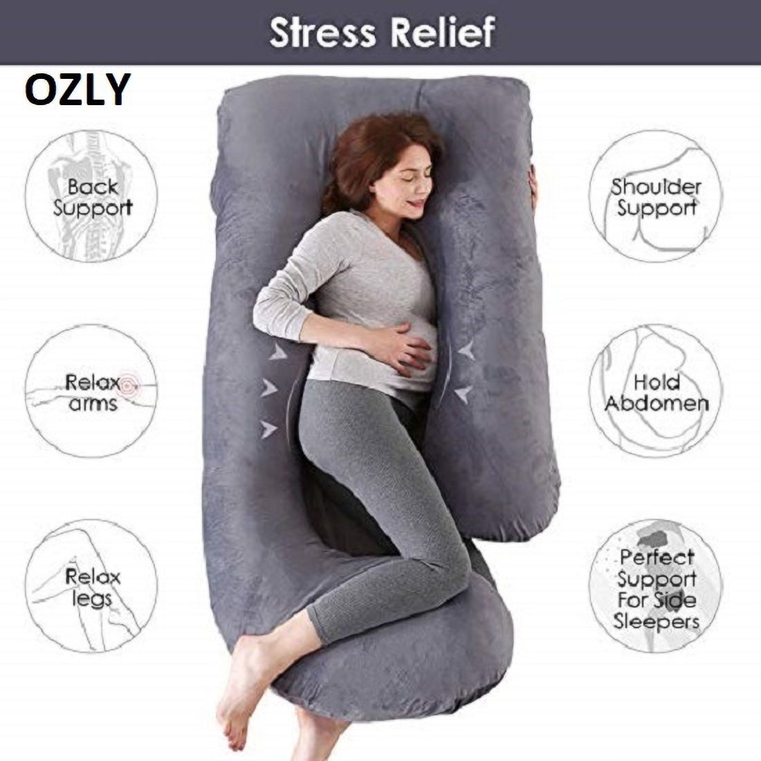 ozly ultra soft j shaped pillow Microfibre, Polyester Fibre Solid Pregnancy Pillow Pack of 1-picture-26
