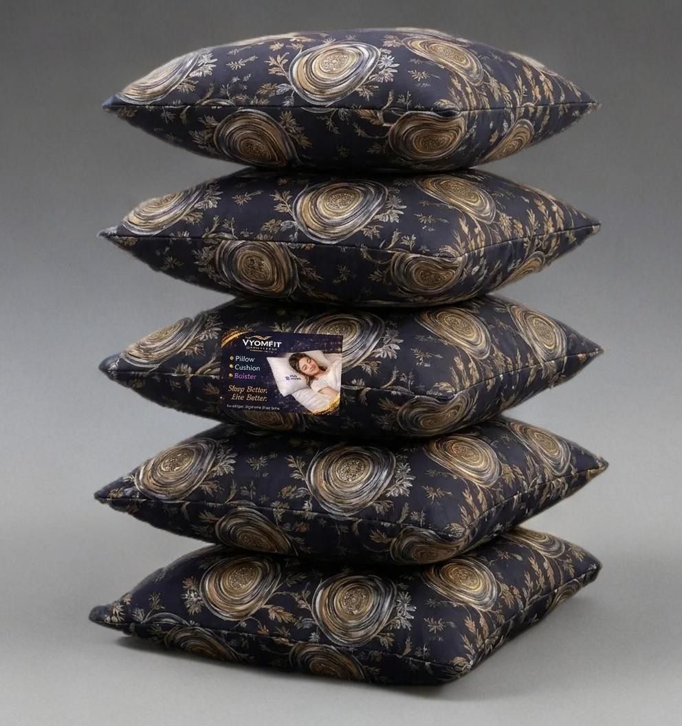 Microfibre Cushion Pack of 5 Abstract Premium Cushion Set | (16x16 inch)-image-0