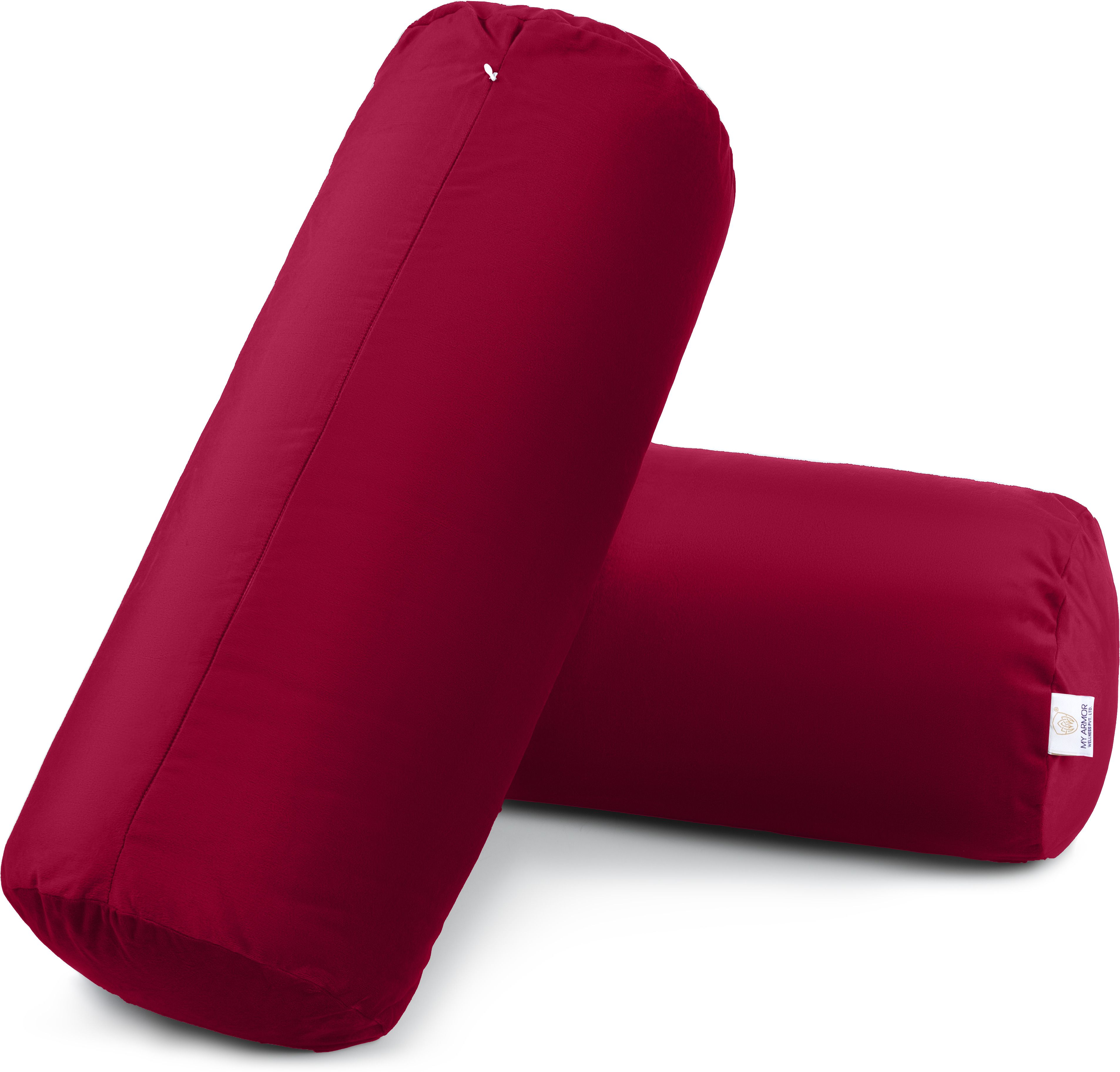 Microfibre Round Bolster Bed/Sofa/Diwan Pillow | Velvet Outer Cover with Zip, Microfibre Solid Bolster Pack of 2-image-26