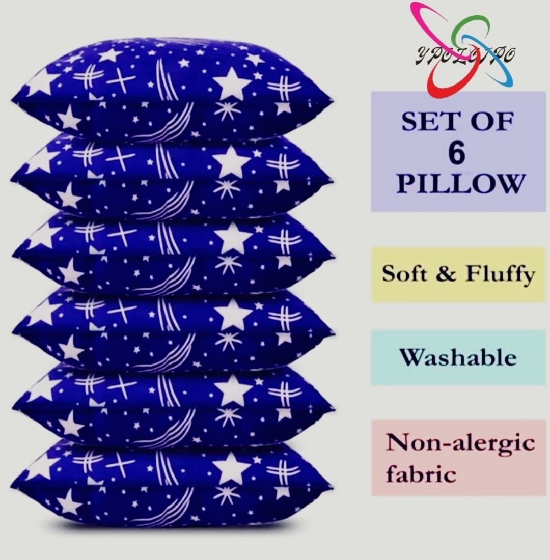 LUXURY Polyester Fibre Solid Sleeping Pillow Pack of 6-image-33