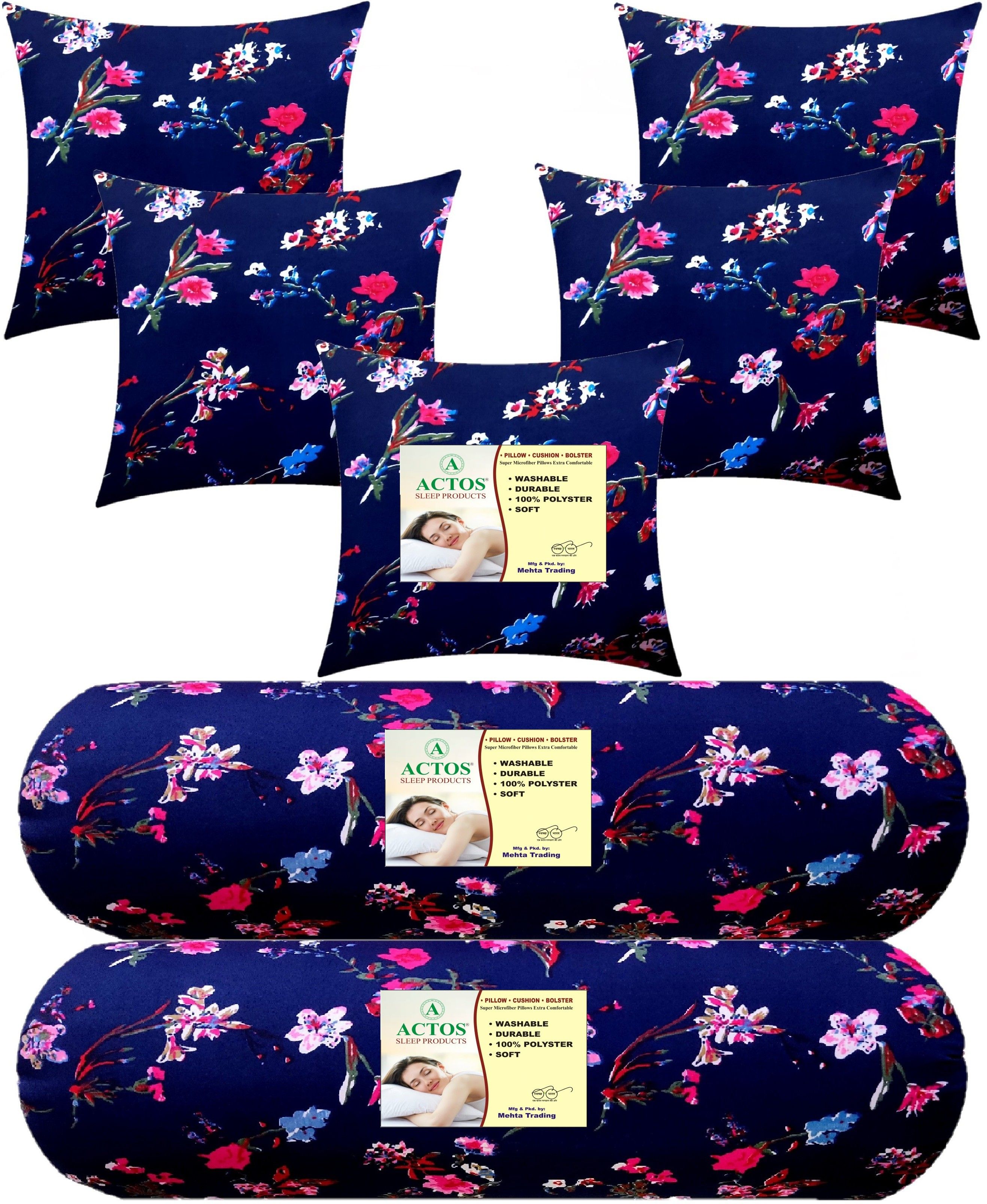 actos Microfibre Floral Bolster Pack of 7-picture-8