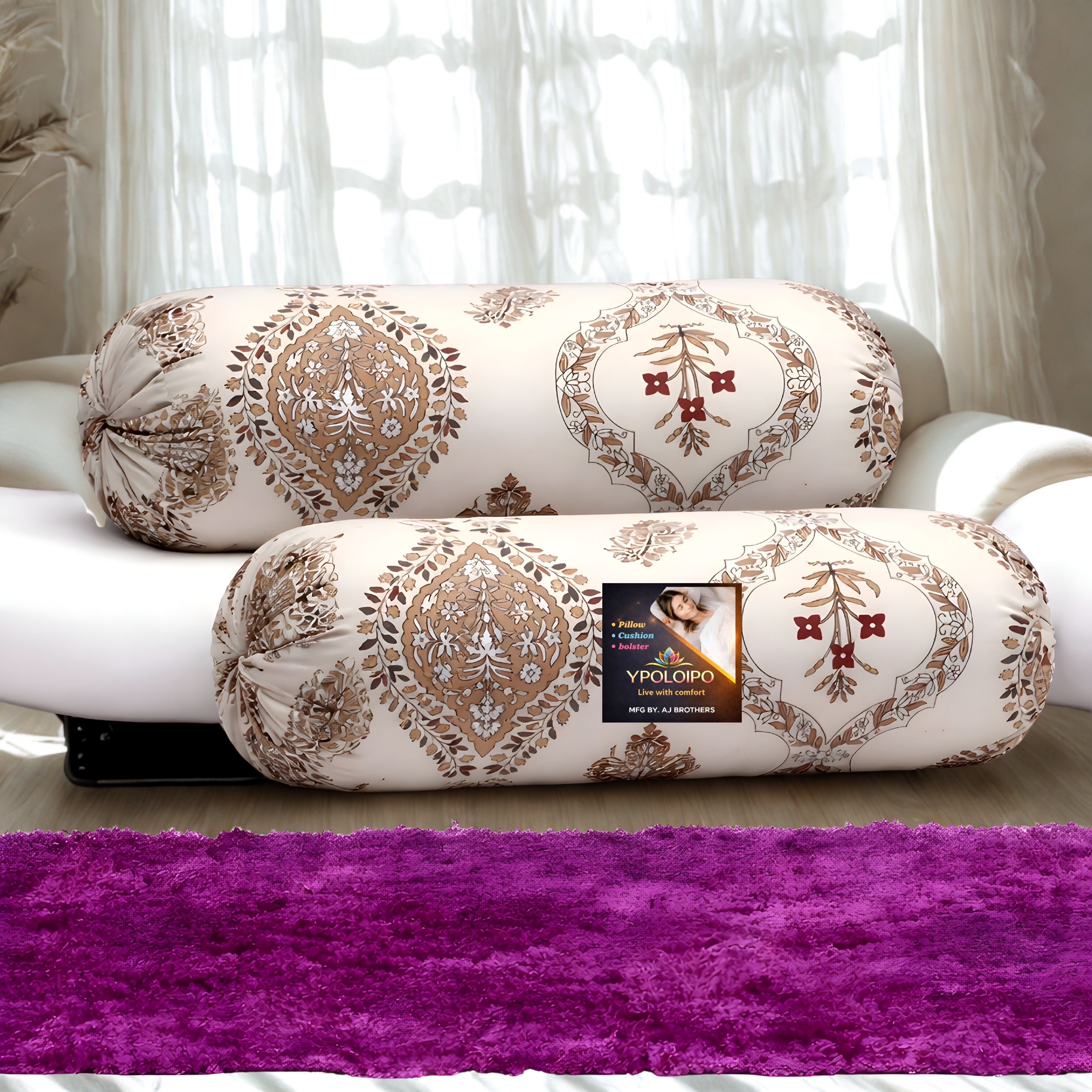 Microfibre Bolster Pack of 2 Floral Premium Bolster Set-image-21